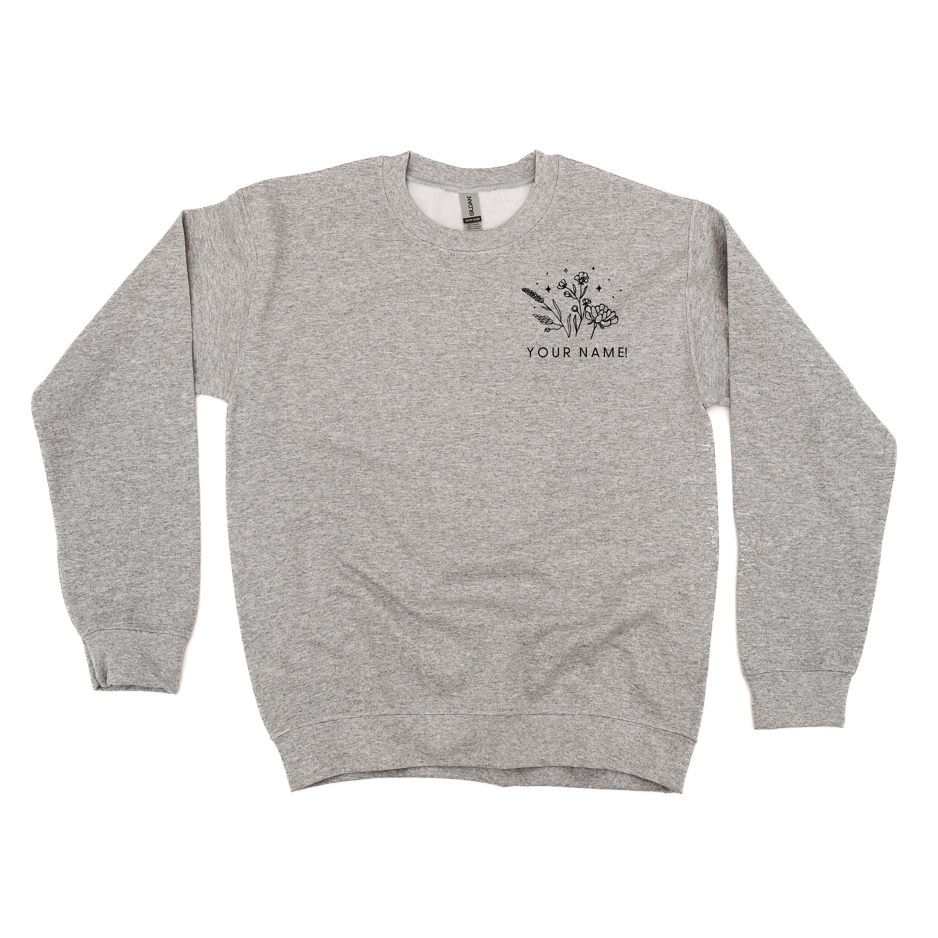 Custom Name - Bouquet (pocket) - (PERSONALIZE IT!) - BASIC Fleece Little Mama Shirt Shop