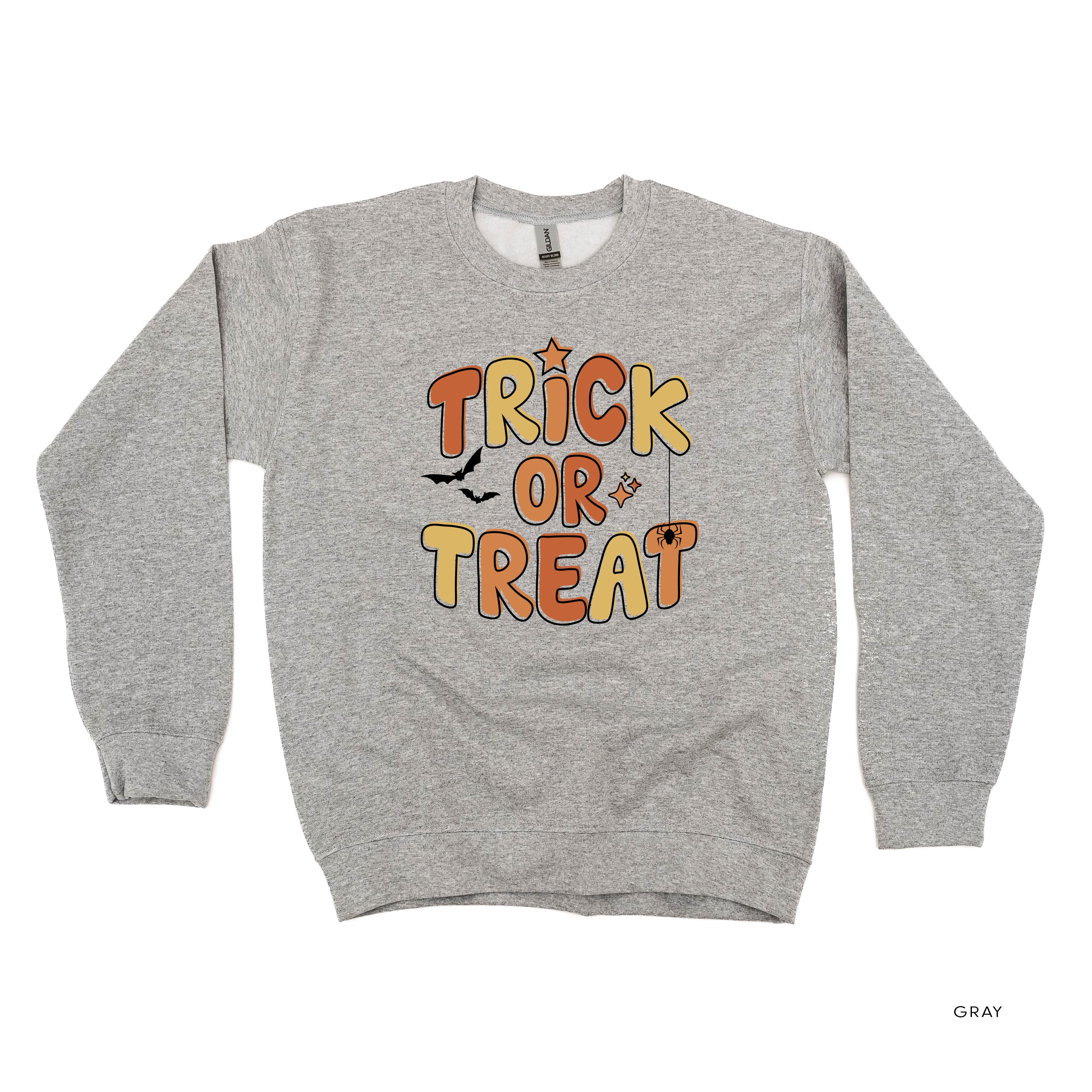 Trick or Treat (ORANGE/YELLOW) - Basic Fleece Crewneck Little Mama Shirt Shop LLC