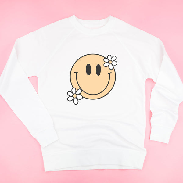 Big Smiley w/ Flowers - Lightweight Pullover Sweater