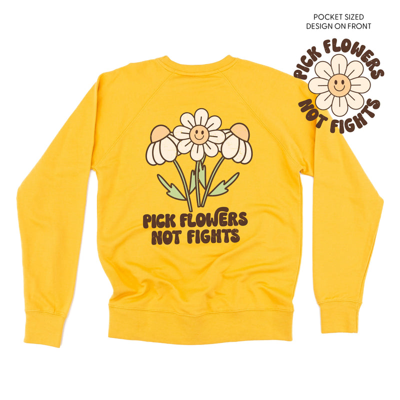 Pick Flowers Not Fights w/pocket on front- Lightweight Pullover Sweater