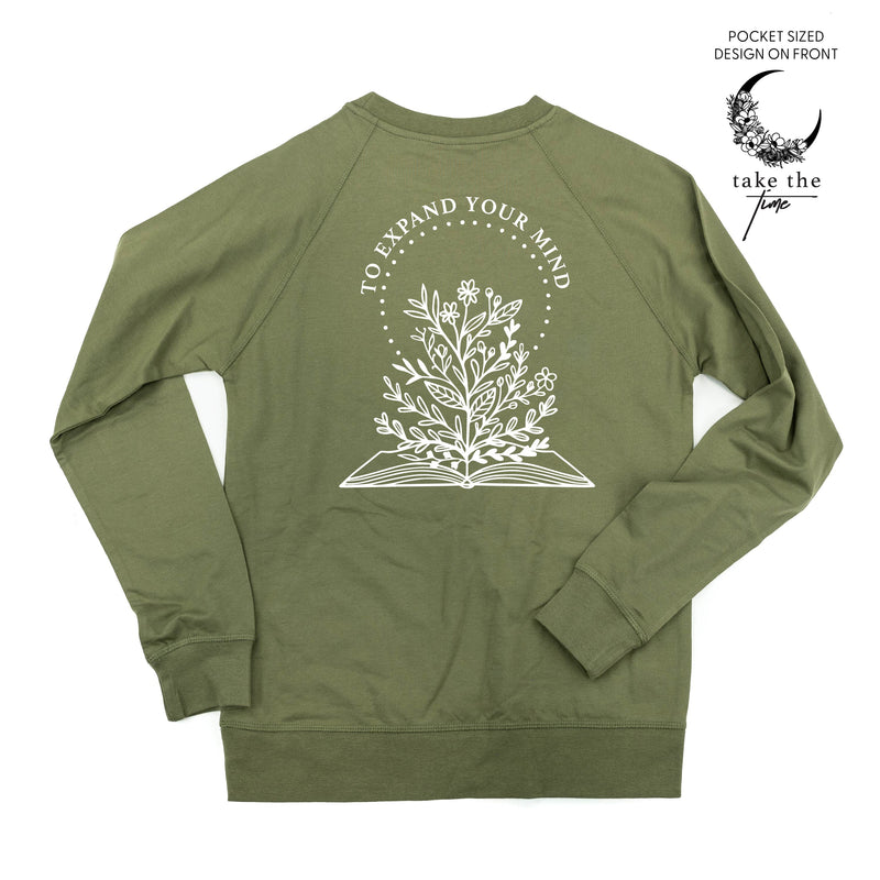 Take the Time (Front Pocket) w/ To Expand Your Mind (Back) - Lightweight Pullover Sweater
