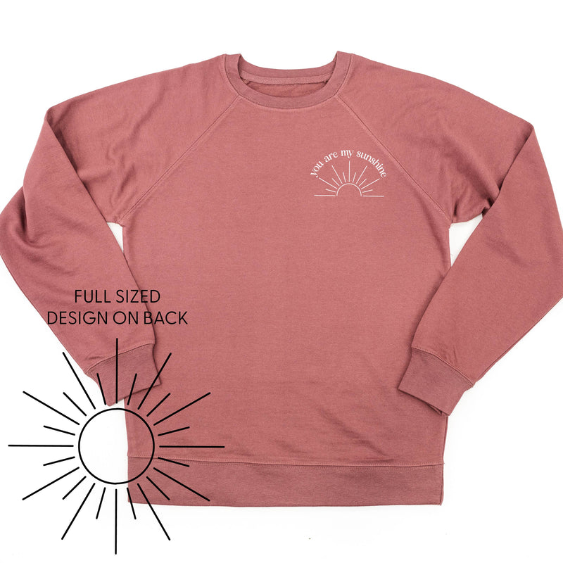 You Are My Sunshine Pocket Design w/ Full Sun on Back - Lightweight Pullover Sweater
