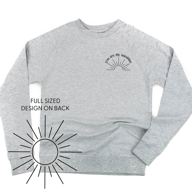 You Are My Sunshine Pocket Design w/ Full Sun on Back - Lightweight Pullover Sweater