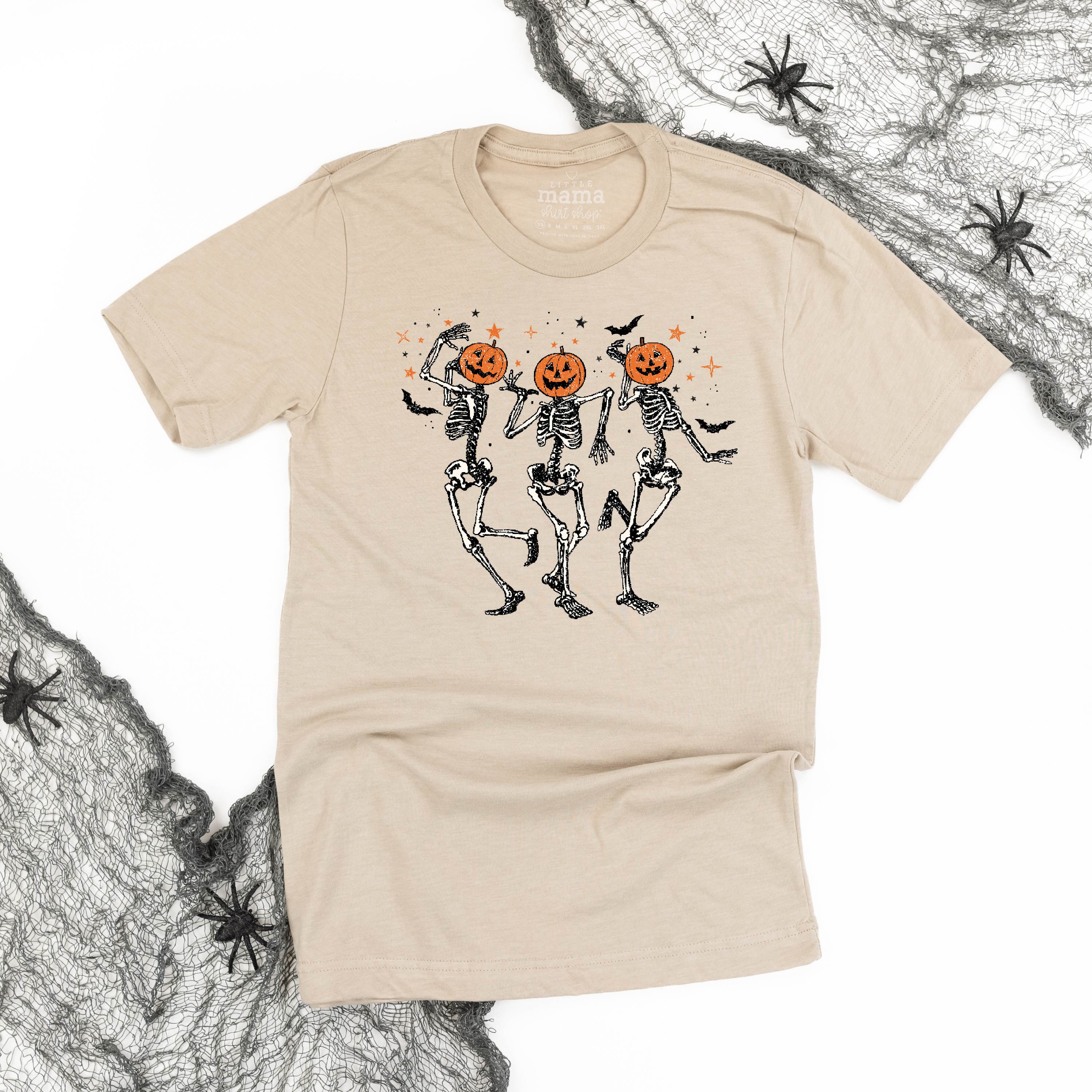 Pumpkin Head Dancing Skellies - Unisex Tee Little Mama Shirt Shop
