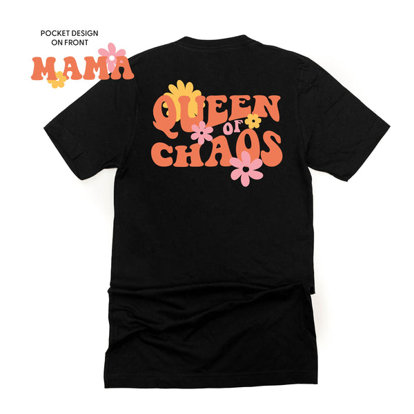 THE RETRO EDIT - Queen of Chaos on Back w/ Mama Pocket on Front - Unisex Tee