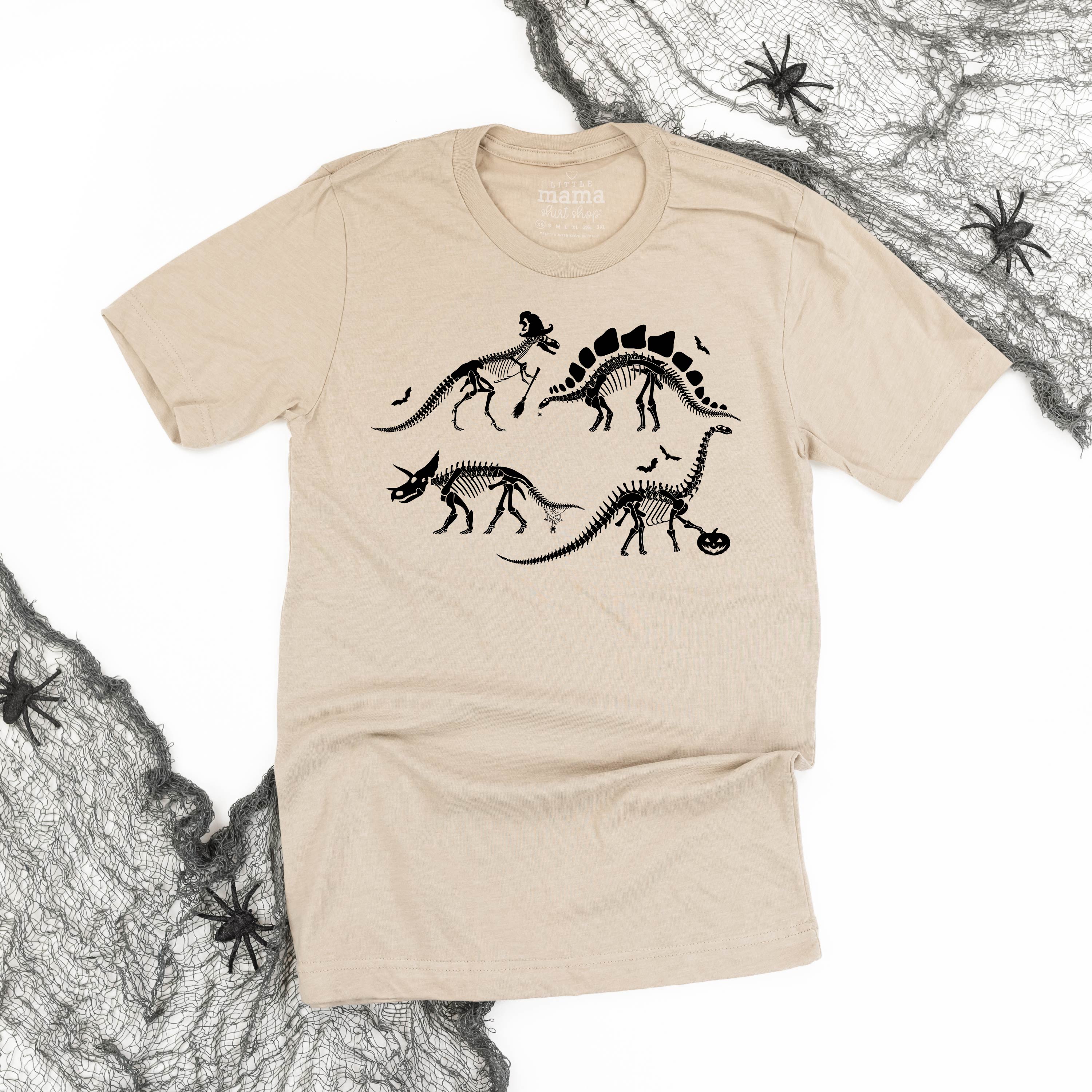 adult_unisex_short_sleeve_tees_four_dinosaur_skeletons_little_mama_shirt_shop