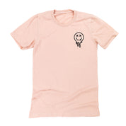 Tired Teachers Club - Melty X Squiggle Smiley (pf & b) - Unisex Tee Little Mama Shirt Shop