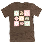 3x3 Checker Board Flowers - Unisex Tee Little Mama Shirt Shop