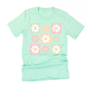 3x3 Checker Board Flowers - Unisex Tee Little Mama Shirt Shop