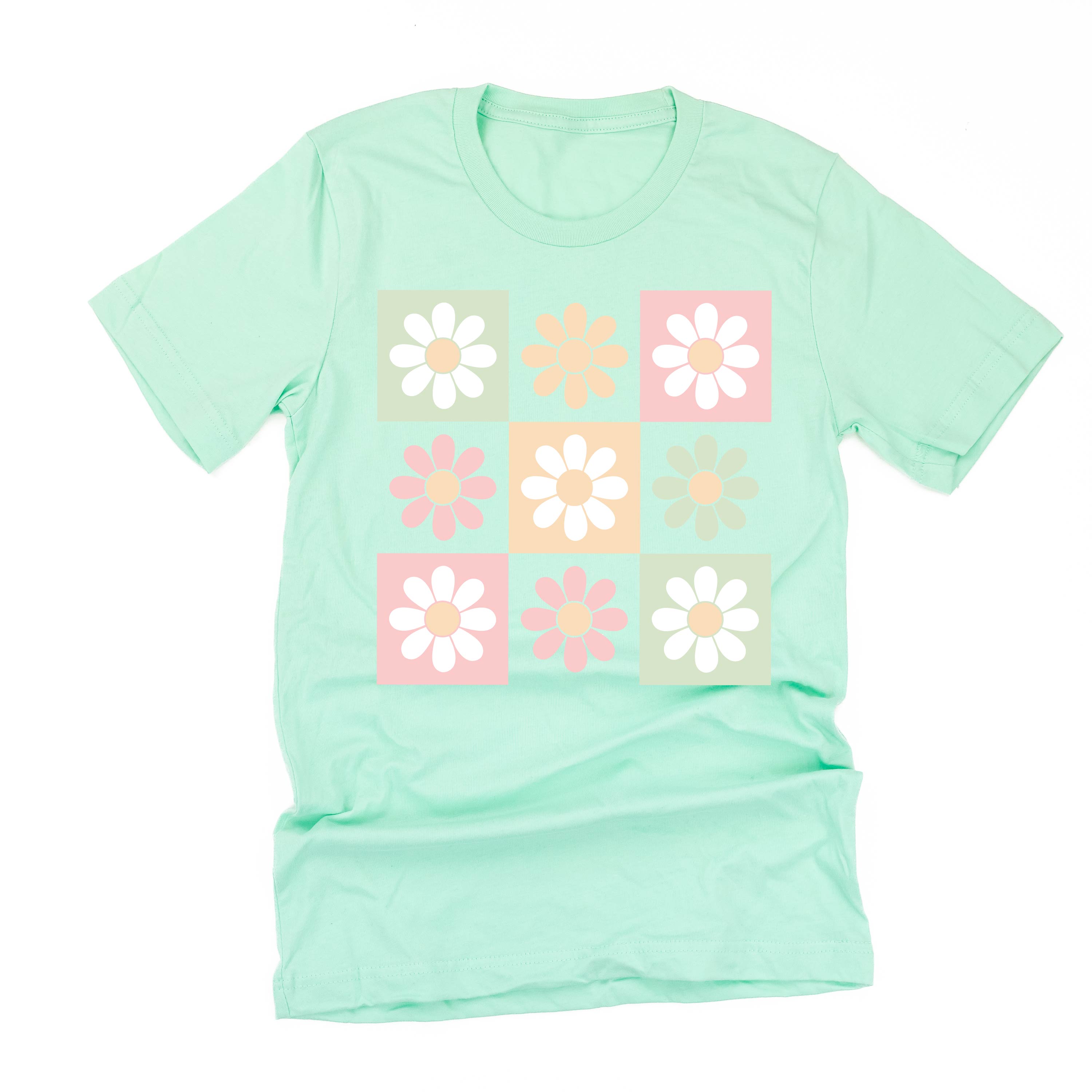3x3 Checker Board Flowers - Unisex Tee Little Mama Shirt Shop