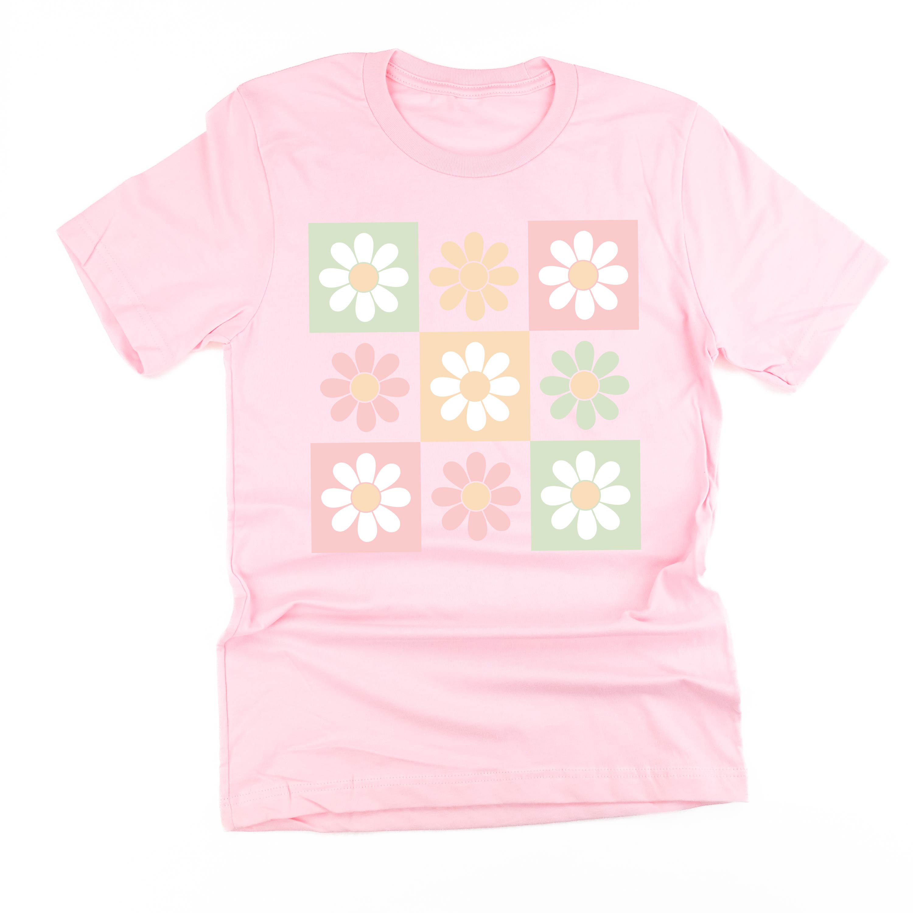 3x3 Checker Board Flowers - Unisex Tee Little Mama Shirt Shop