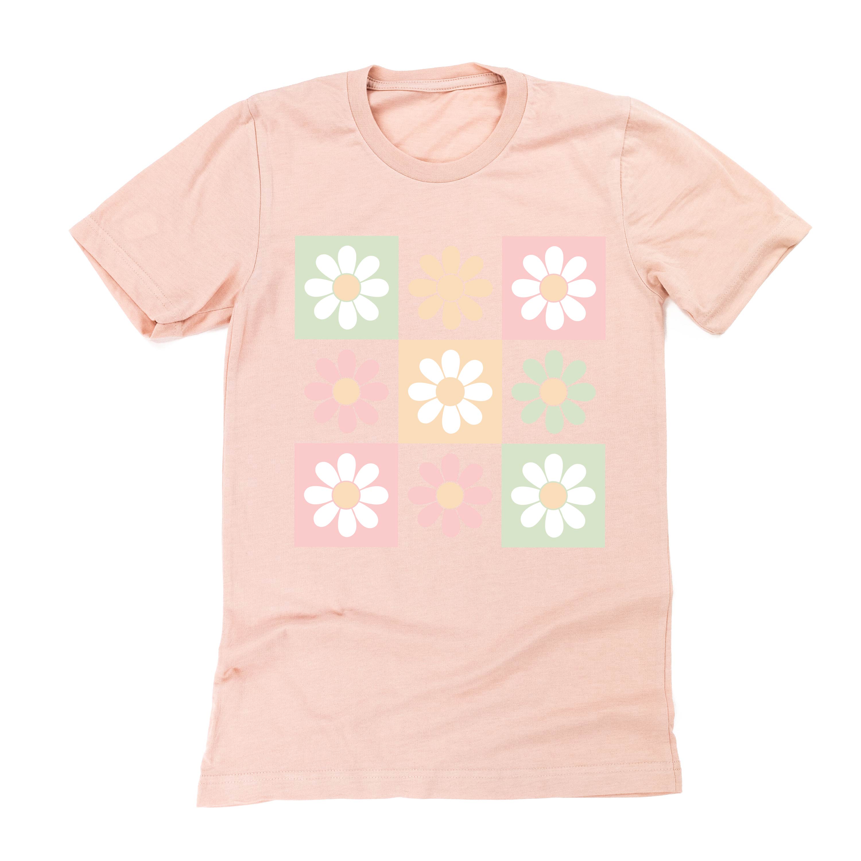 3x3 Checker Board Flowers - Unisex Tee Little Mama Shirt Shop