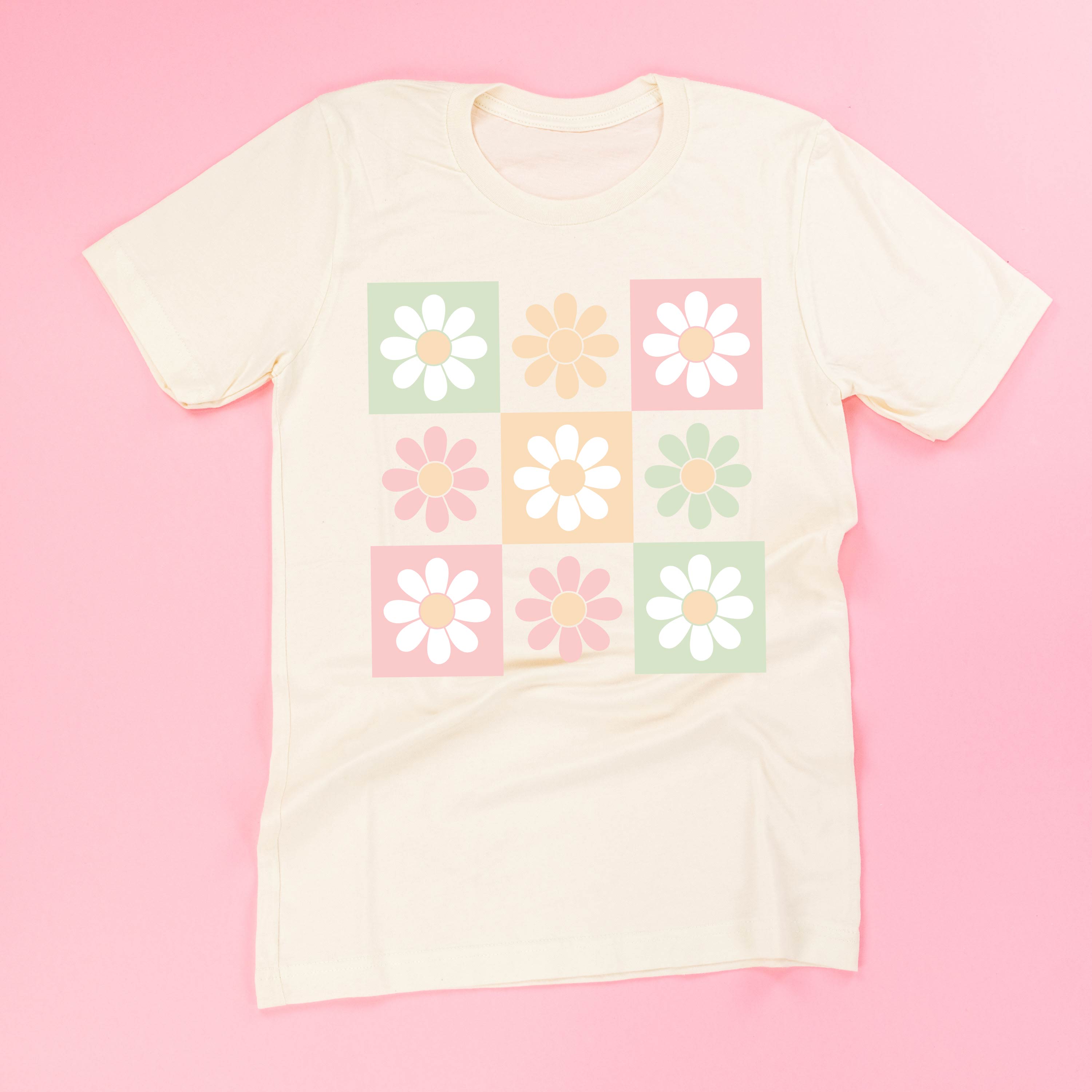3x3 Checker Board Flowers - Unisex Tee Little Mama Shirt Shop