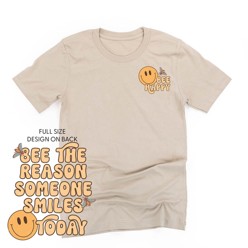 Bee Happy (Pocket) on Front w/ Bee the Reason Someone Smiles Today on Back - Unisex Tee