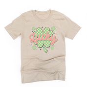 Checkered Lucky Shamrock - Unisex Tee Little Mama Shirt Shop