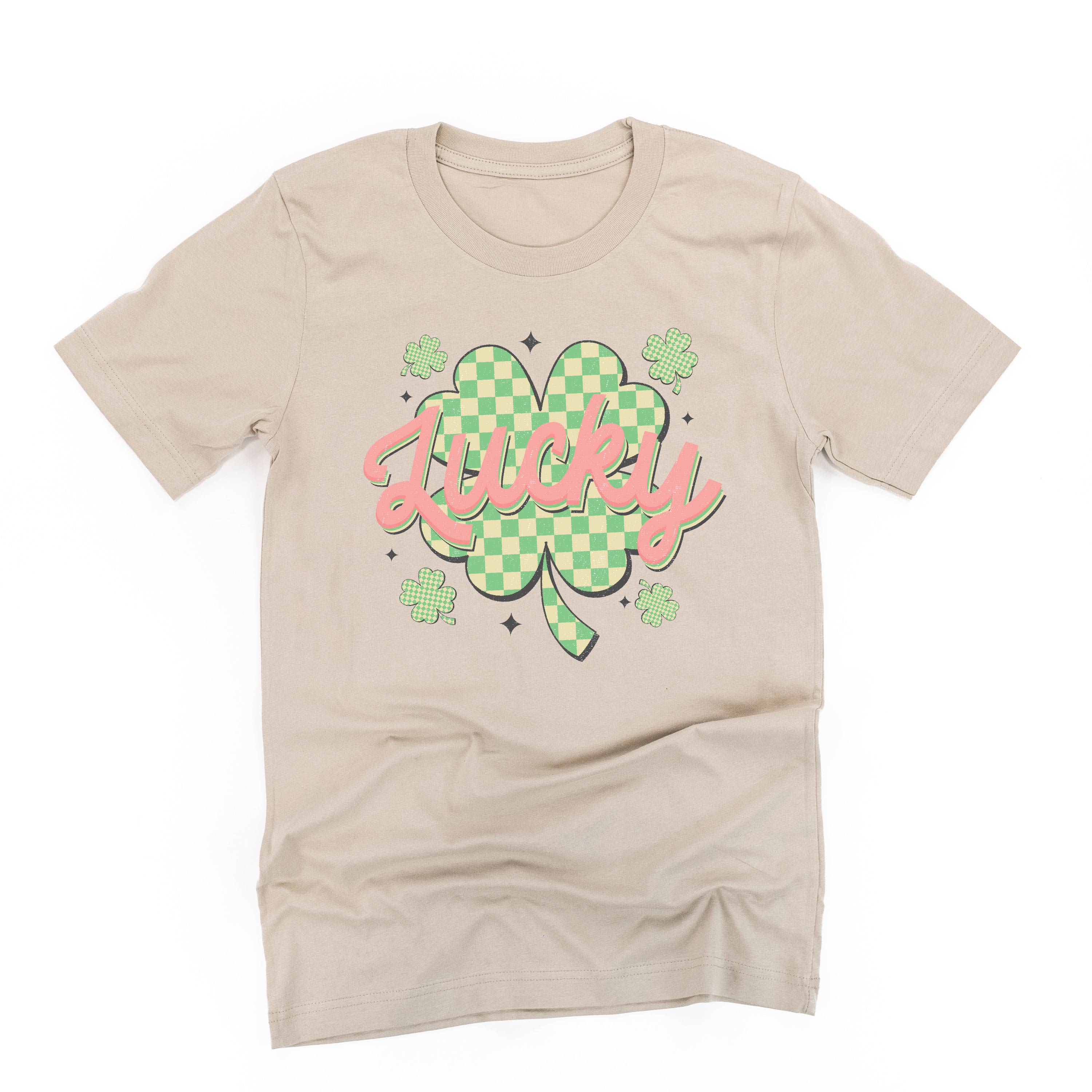 Checkered Lucky Shamrock - Unisex Tee Little Mama Shirt Shop