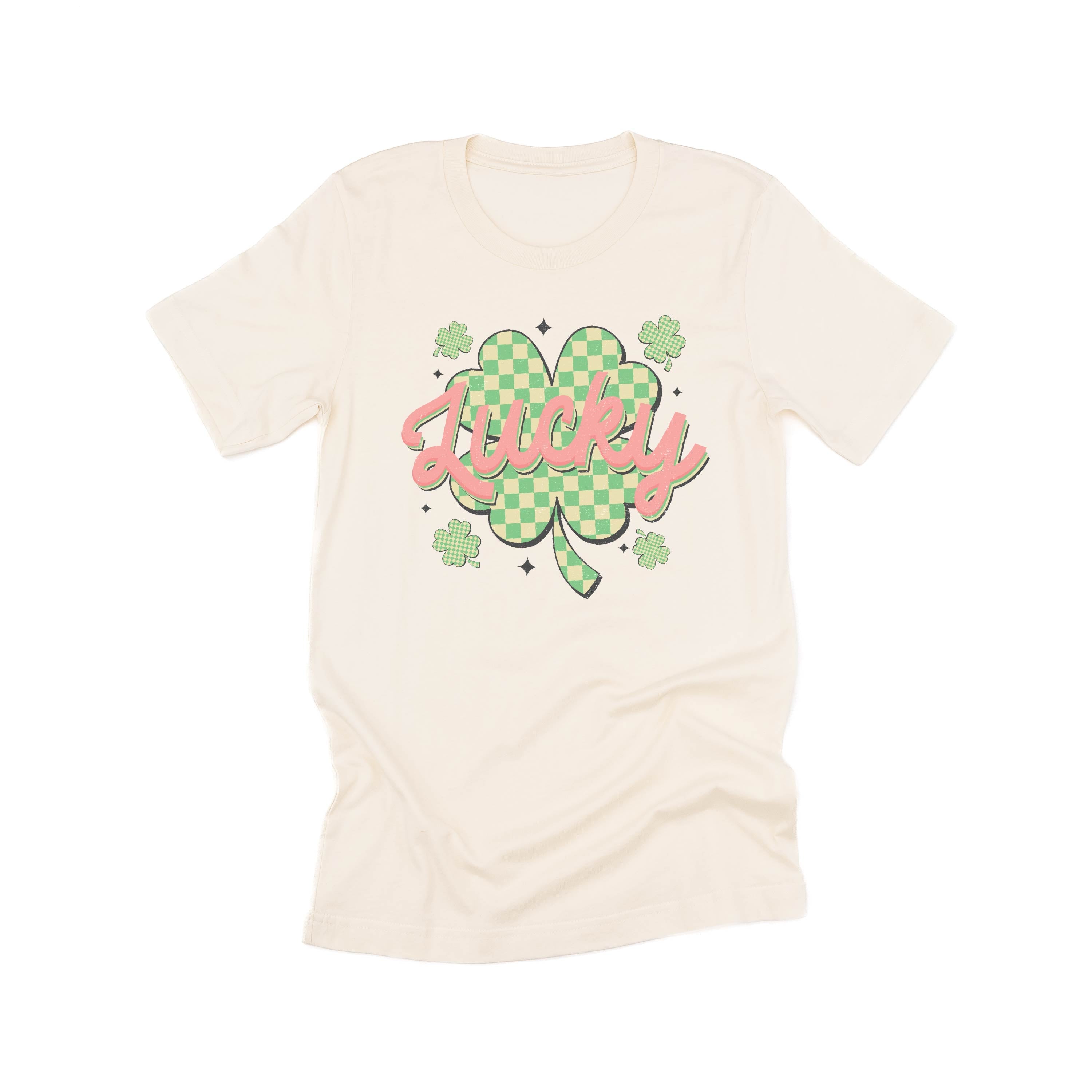 Checkered Lucky Shamrock - Unisex Tee Little Mama Shirt Shop