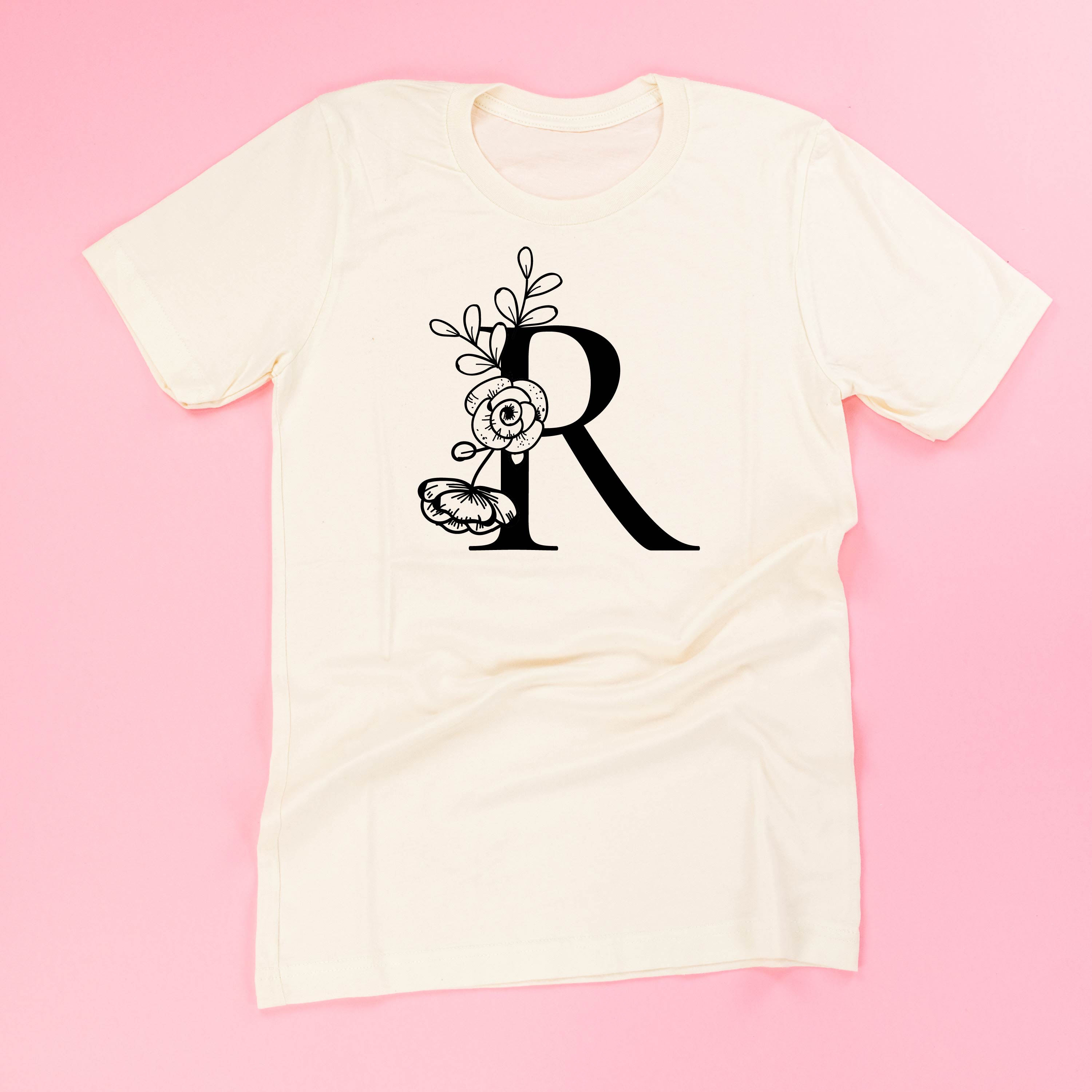 Floral Initials - Unisex Tee Little Mama Shirt Shop