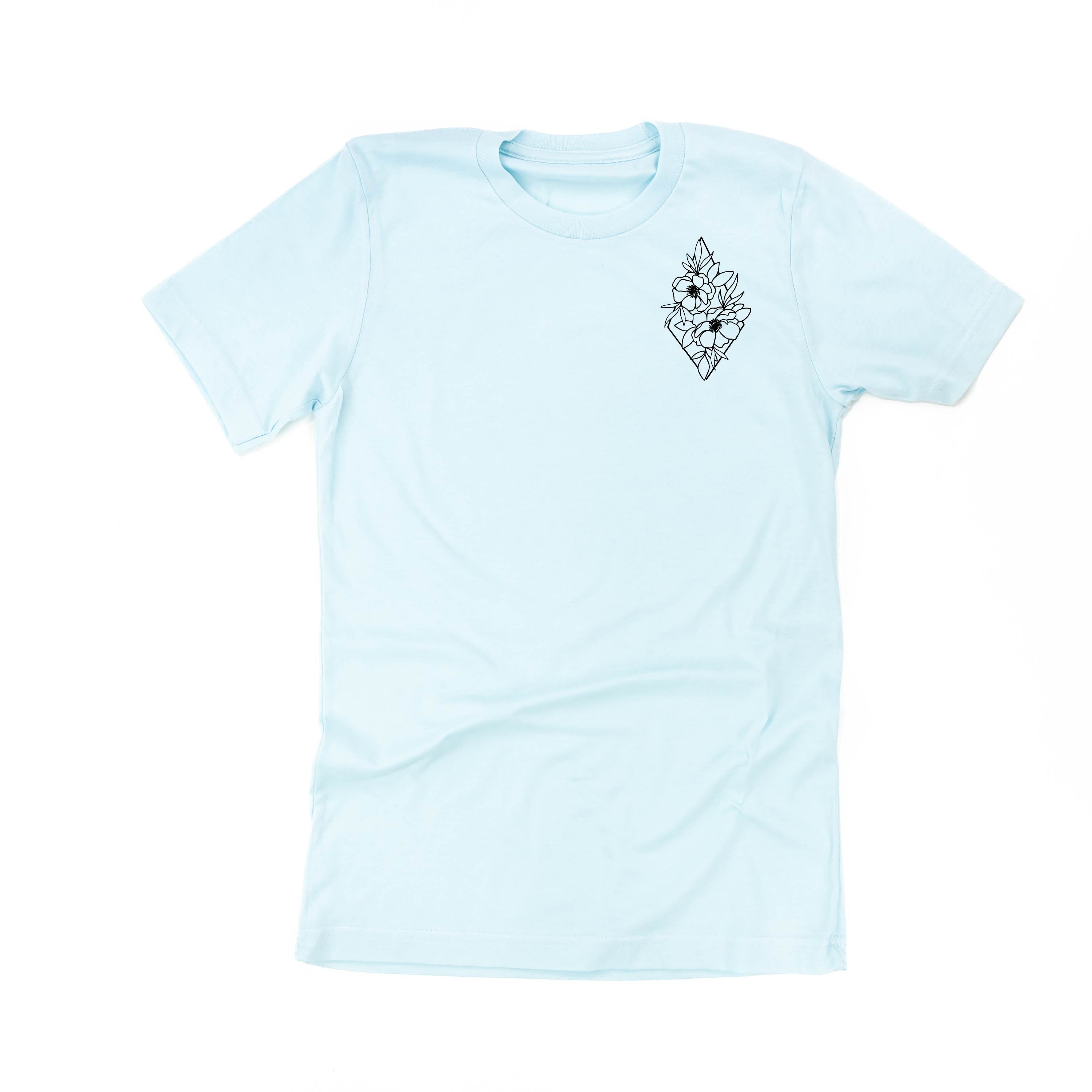 Flower Diamond (Pocket Front) w/ Actually Life is Beautiful and I Have Time (Back) - Unisex Tee Little Mama Shirt Shop