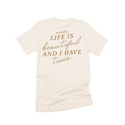 Flower Diamond (Pocket Front) w/ Actually Life is Beautiful and I Have Time (Back) - Unisex Tee Little Mama Shirt Shop