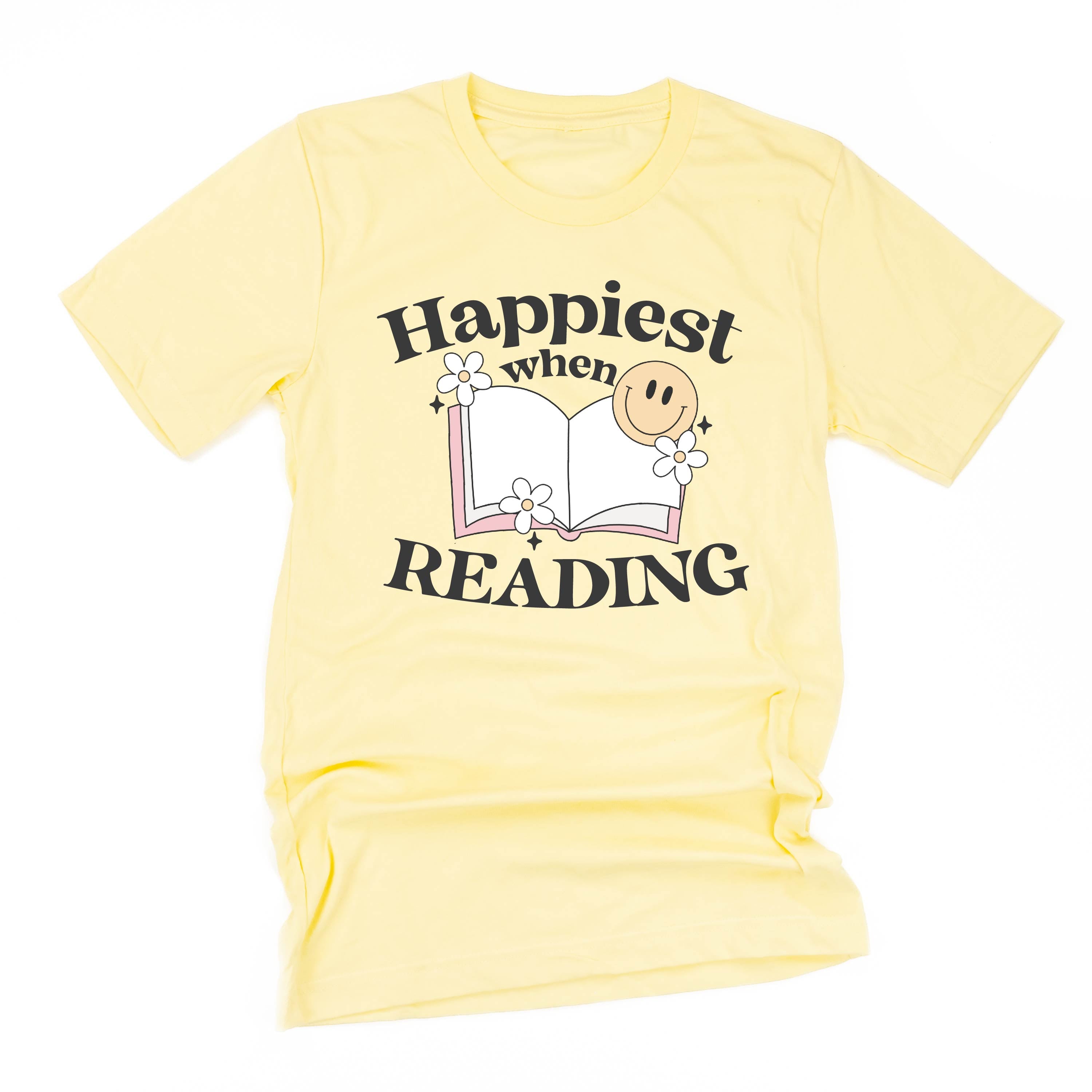 Happiest When Reading - Unisex Tee Little Mama Shirt Shop