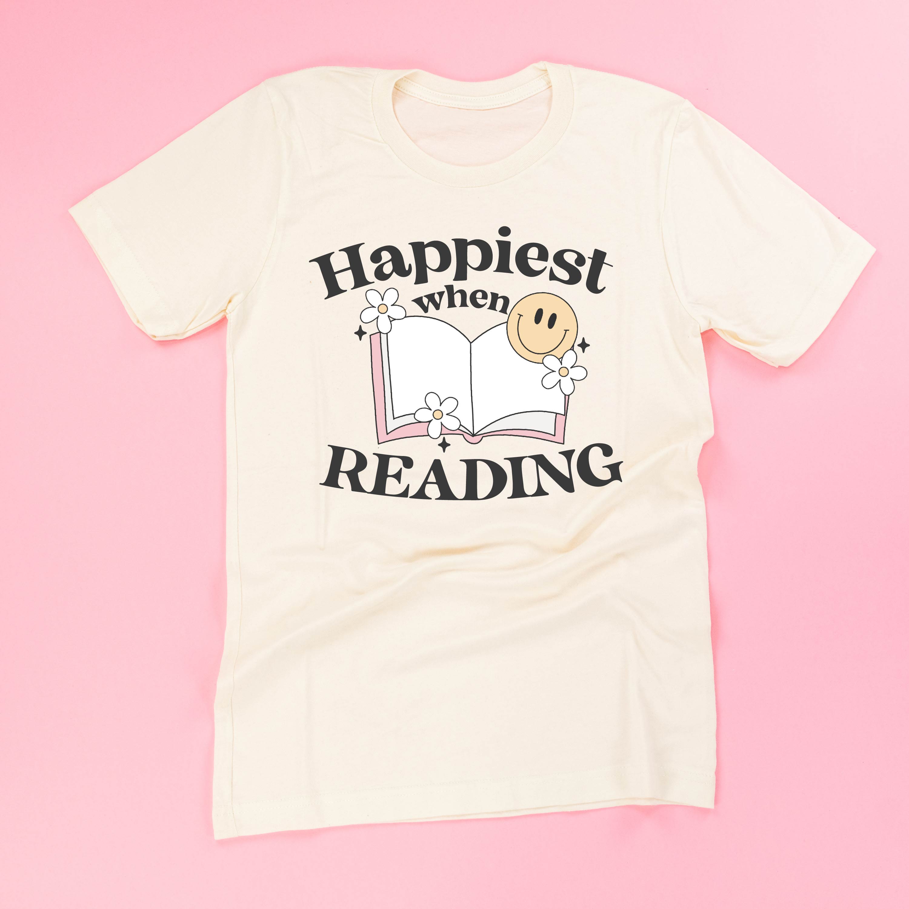 Happiest When Reading - Unisex Tee Little Mama Shirt Shop