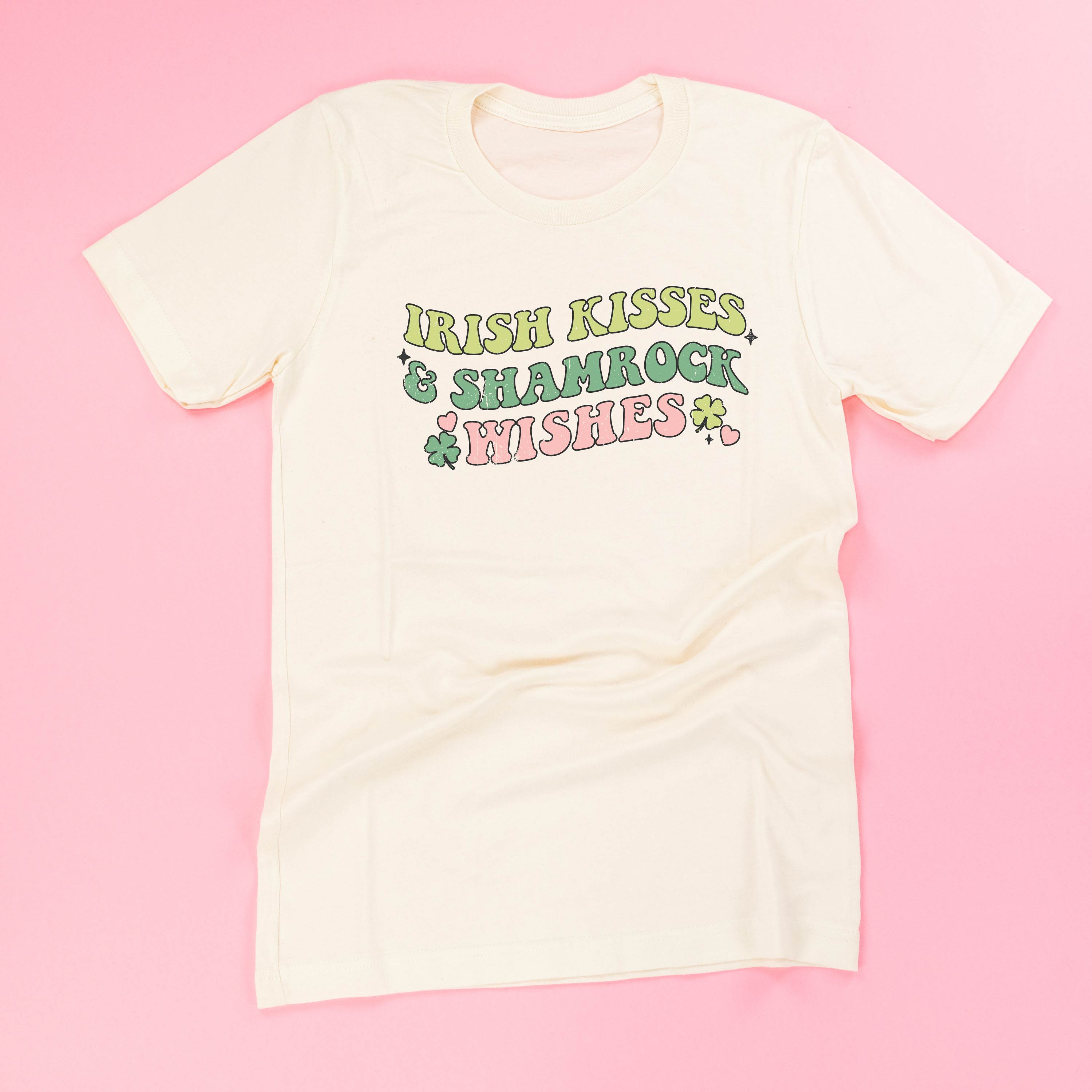 Irish Kisses & Shamrock Wishes - Unisex Tee Little Mama Shirt Shop