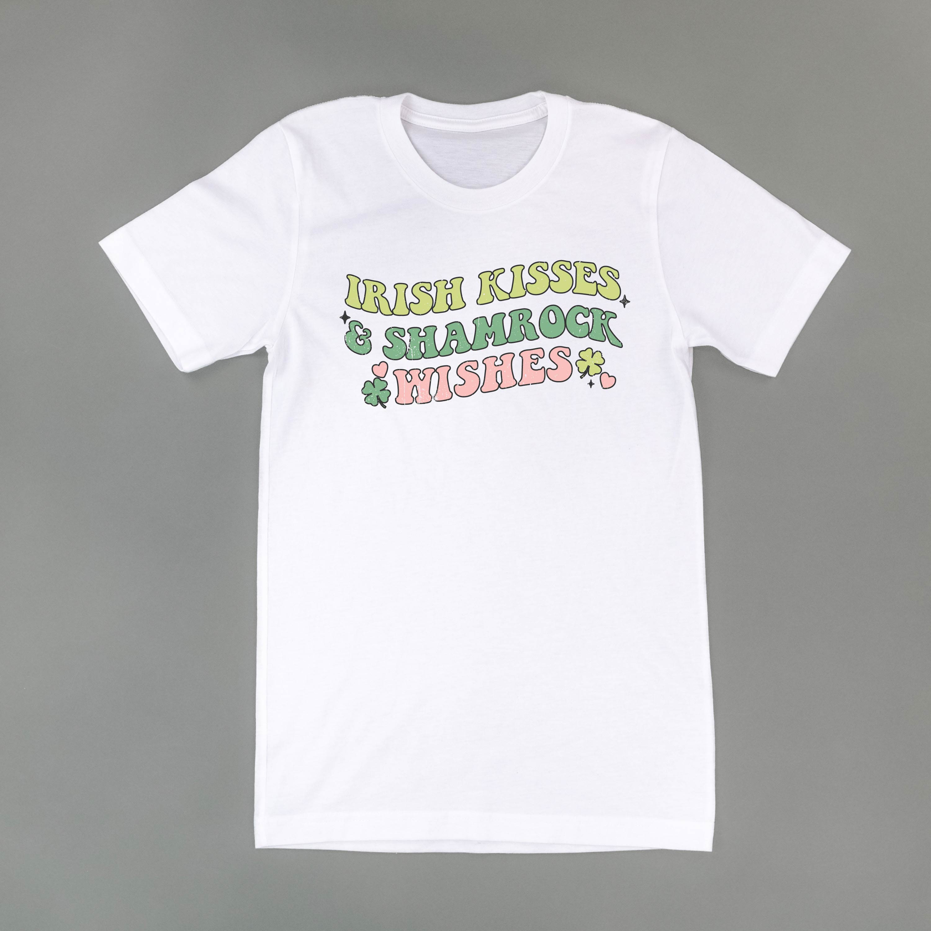 Irish Kisses & Shamrock Wishes - Unisex Tee Little Mama Shirt Shop