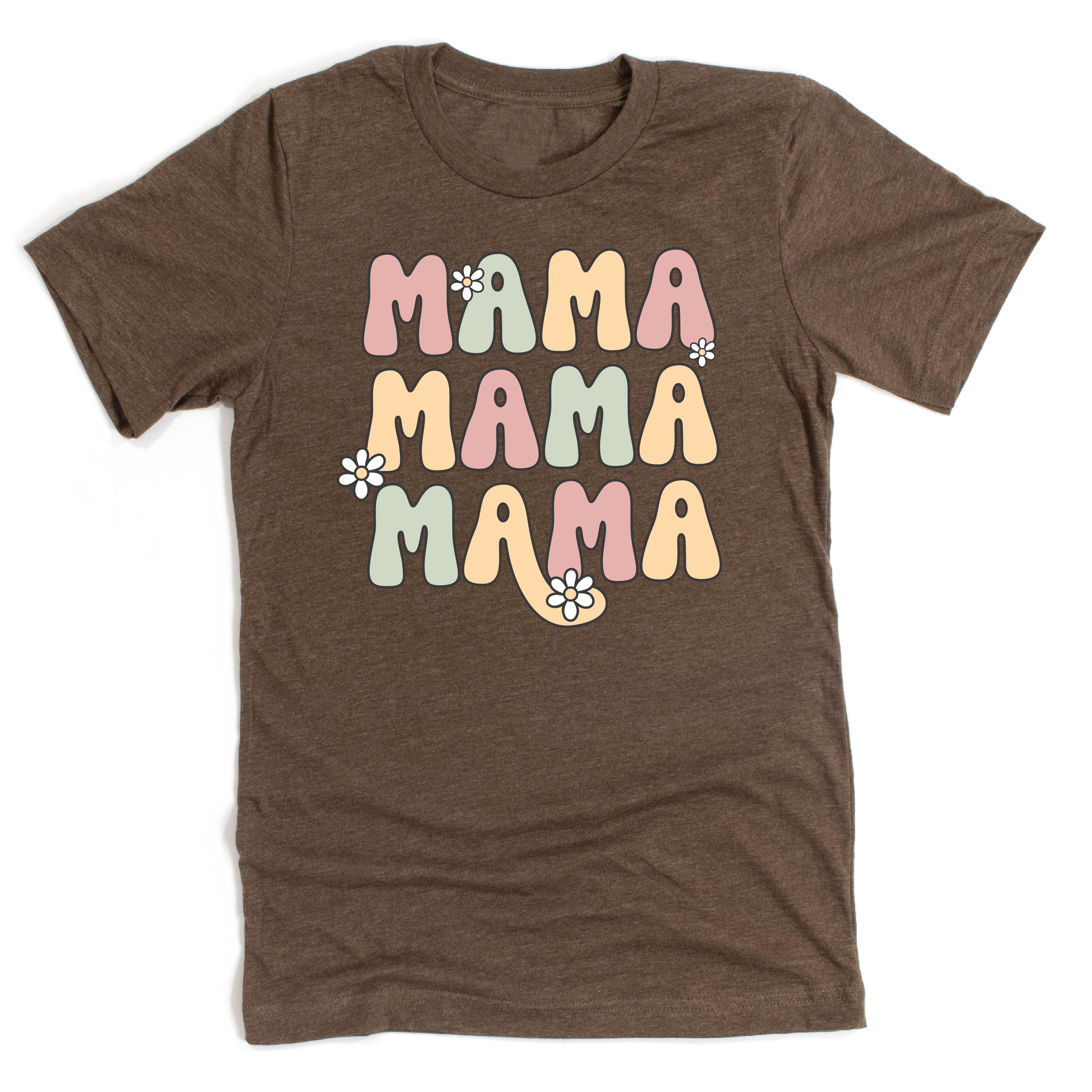 MAMA x3 with Daisies - Unisex Tee Little Mama Shirt Shop