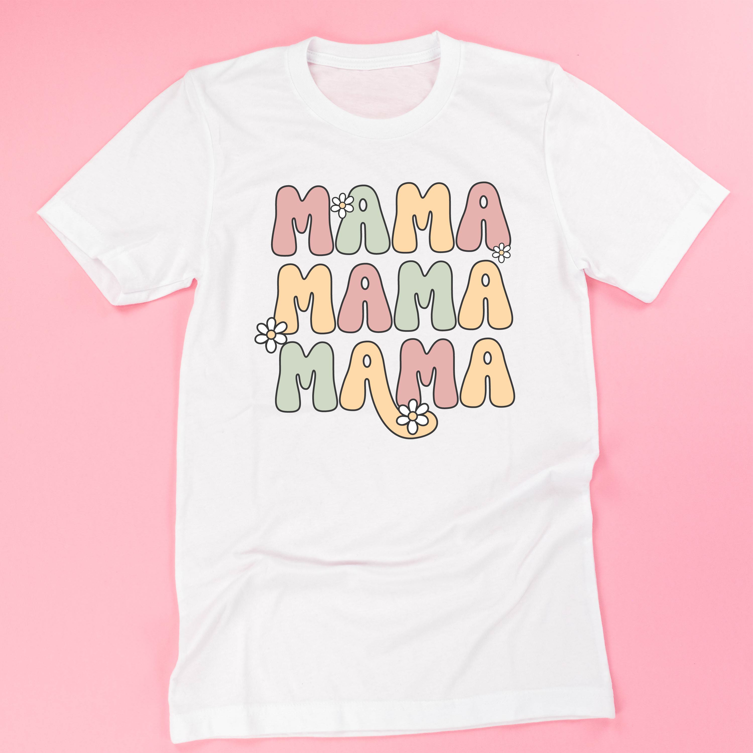MAMA x3 with Daisies - Unisex Tee Little Mama Shirt Shop