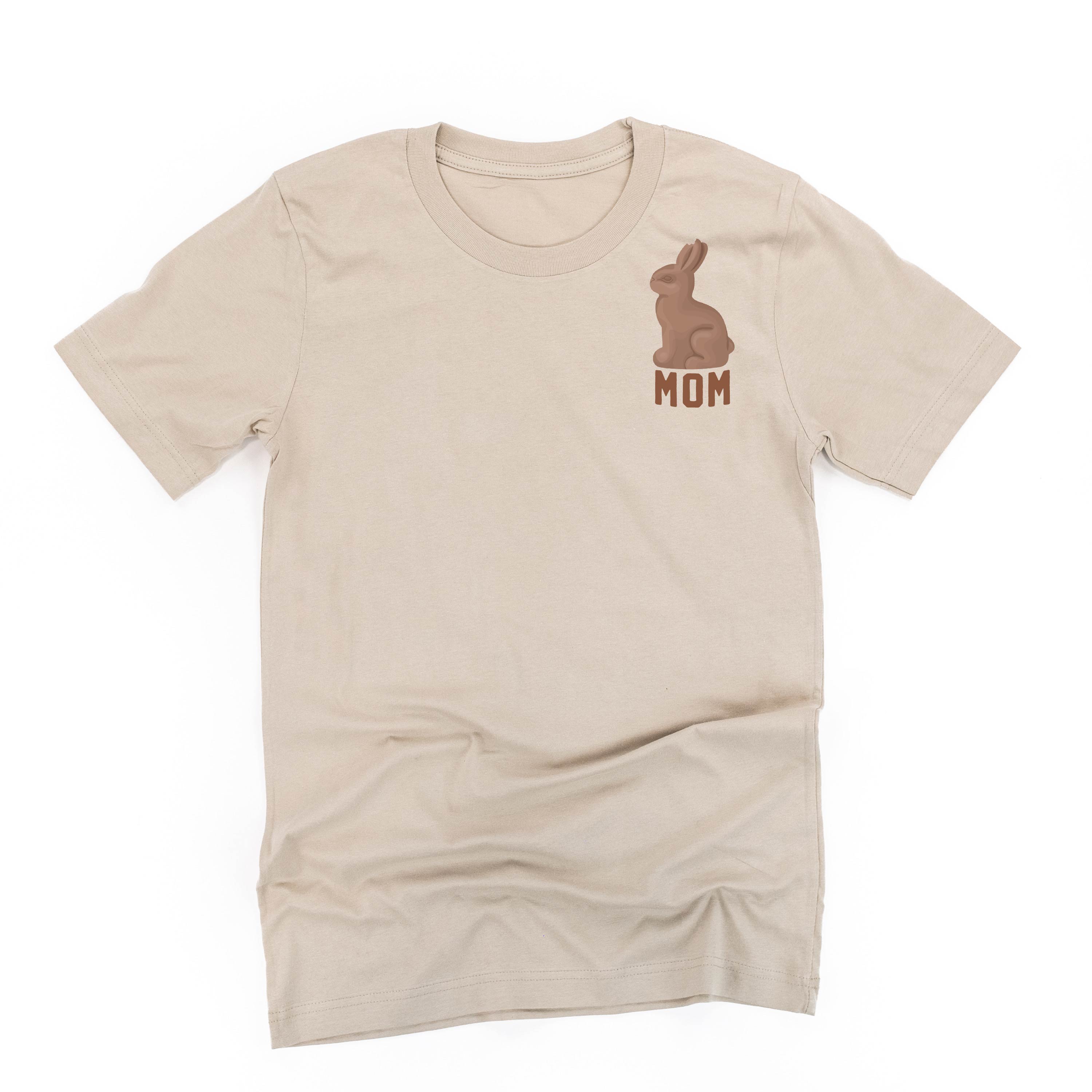 Mom - Chocolate Bunny (pocket) - Unisex Tee Little Mama Shirt Shop