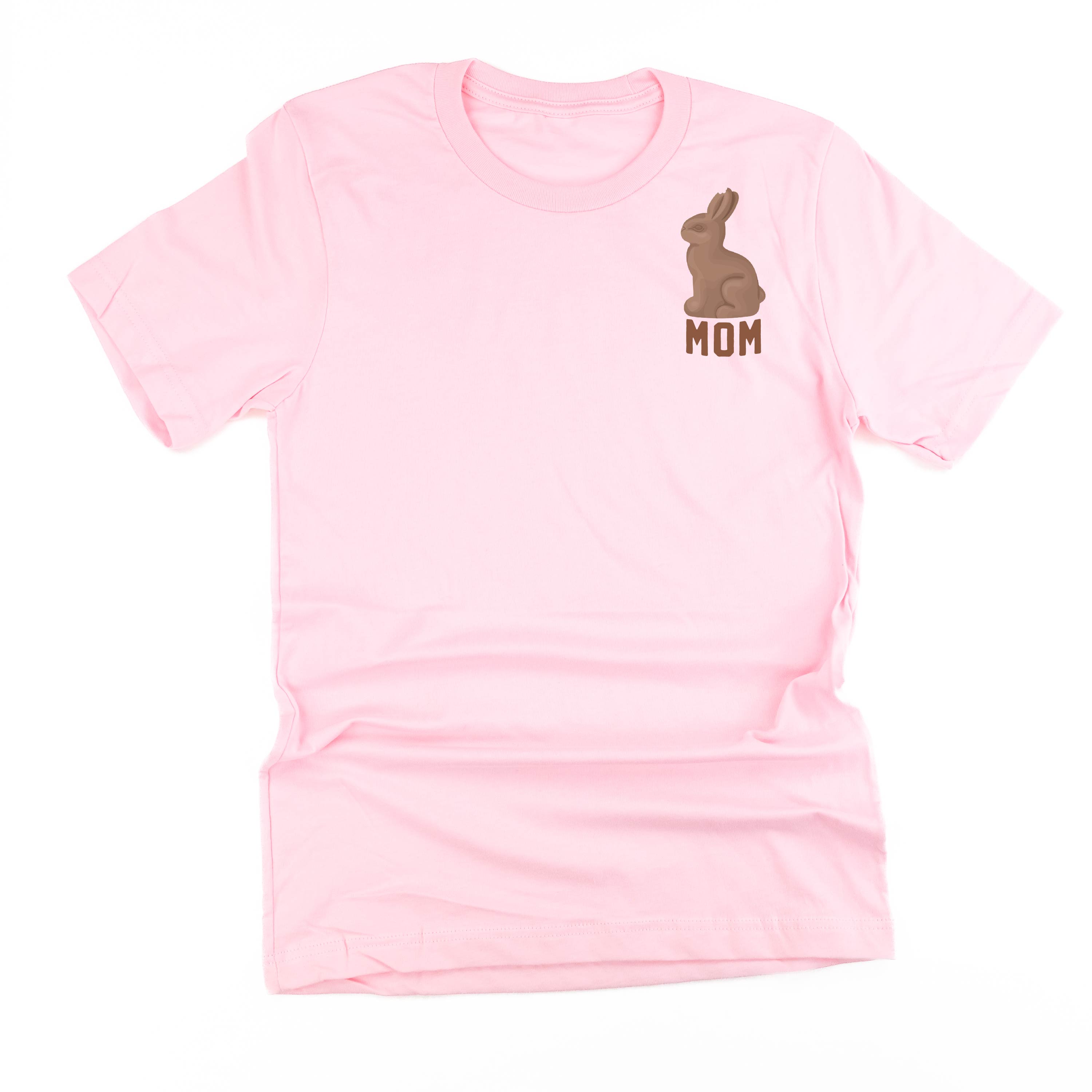 Mom - Chocolate Bunny (pocket) - Unisex Tee Little Mama Shirt Shop