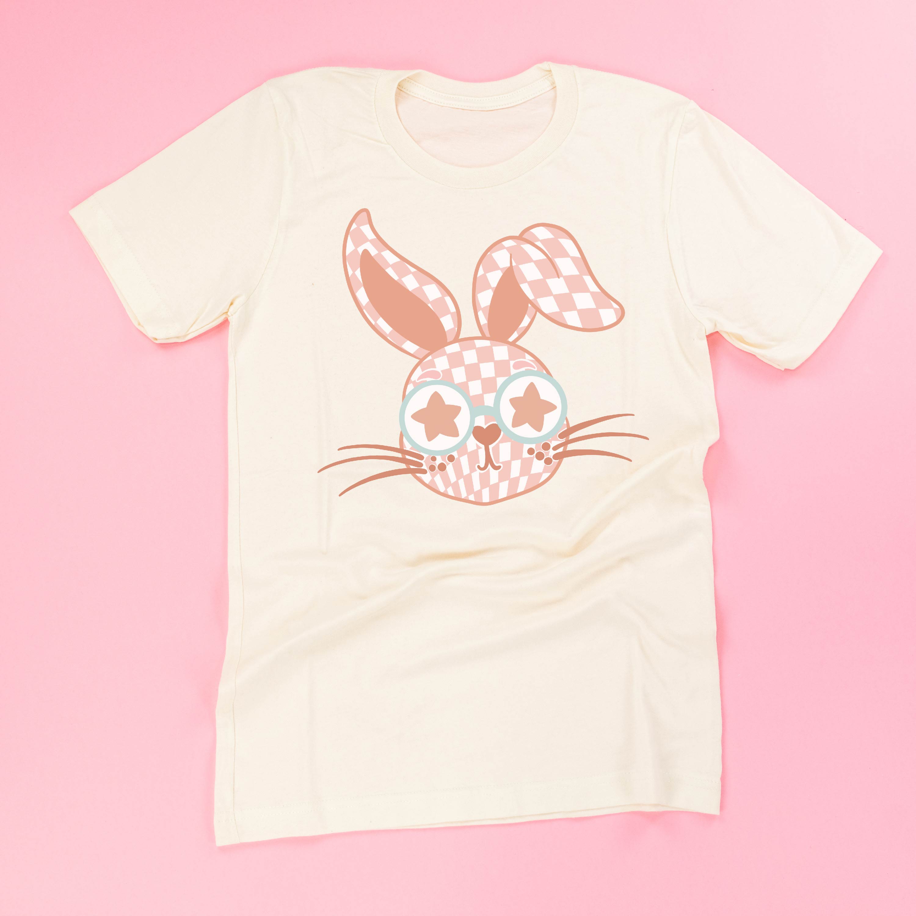 Pink Checkered Bunny - Unisex Tee Little Mama Shirt Shop