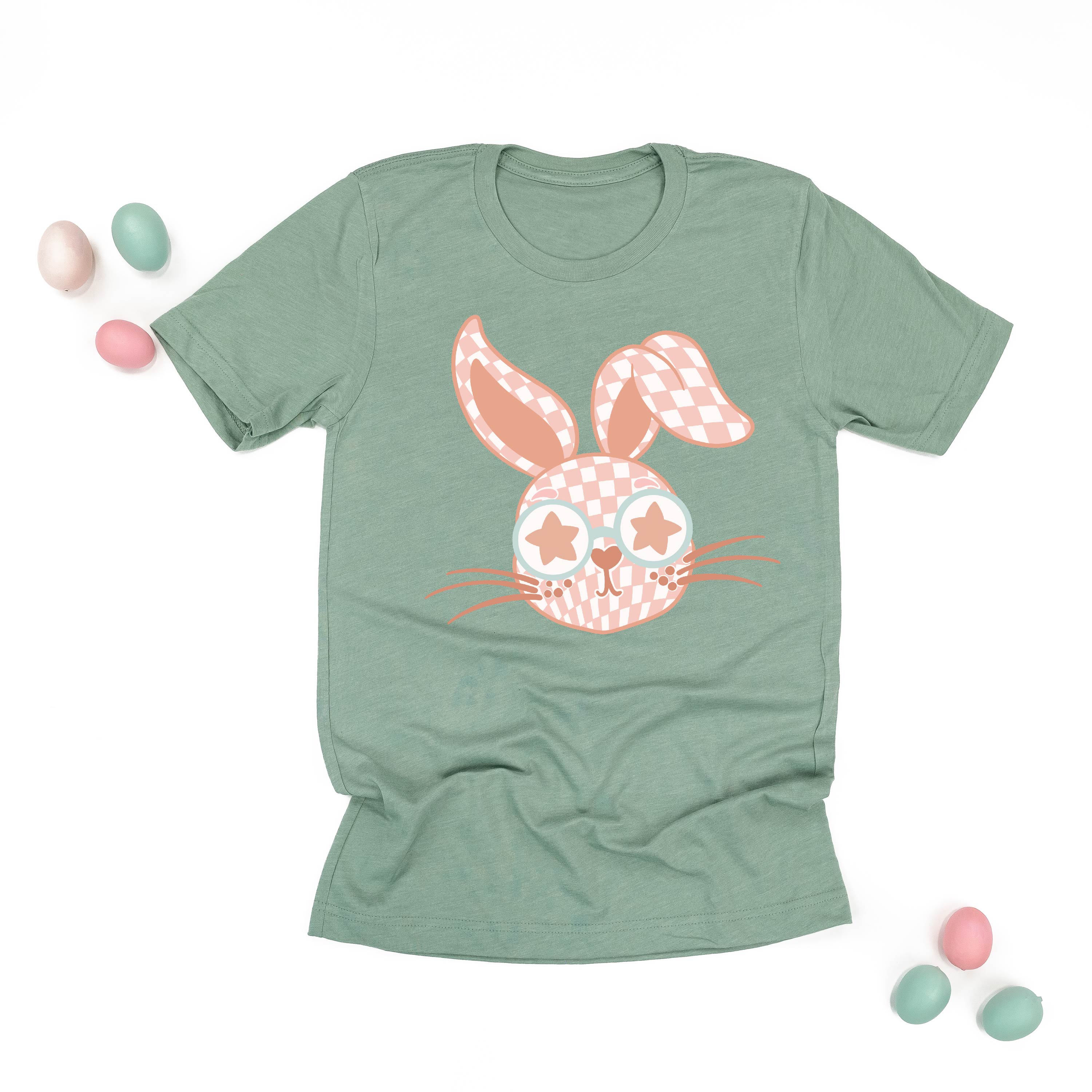 Pink Checkered Bunny - Unisex Tee Little Mama Shirt Shop