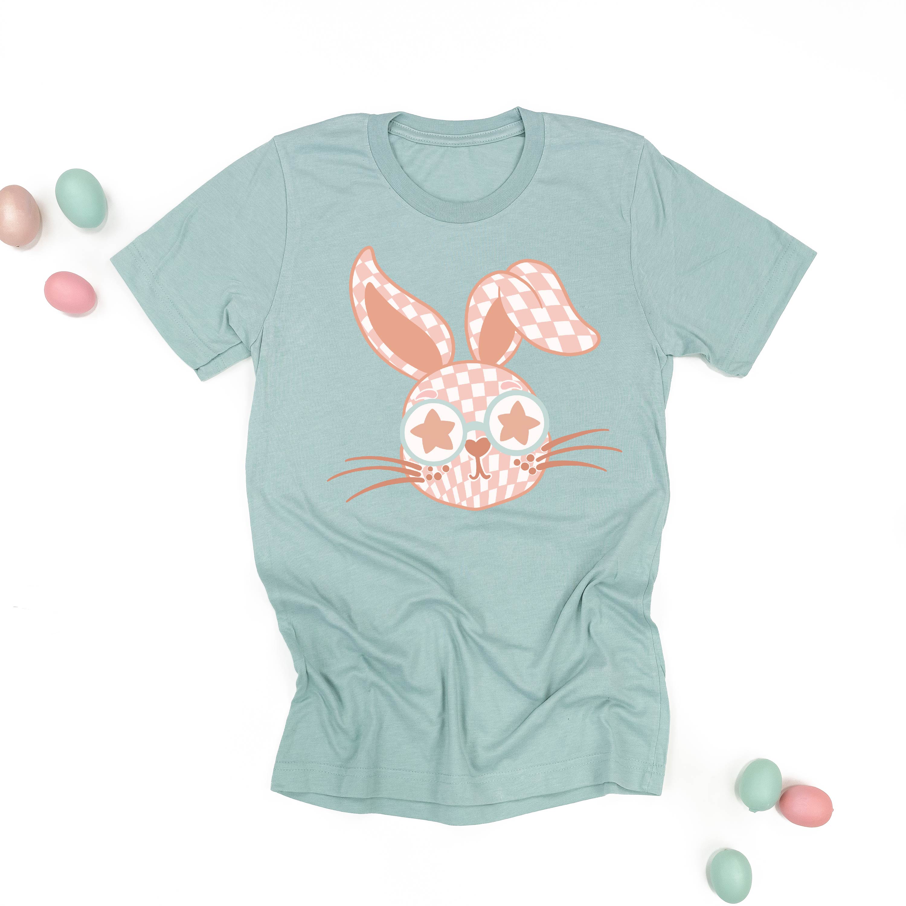 Pink Checkered Bunny - Unisex Tee Little Mama Shirt Shop
