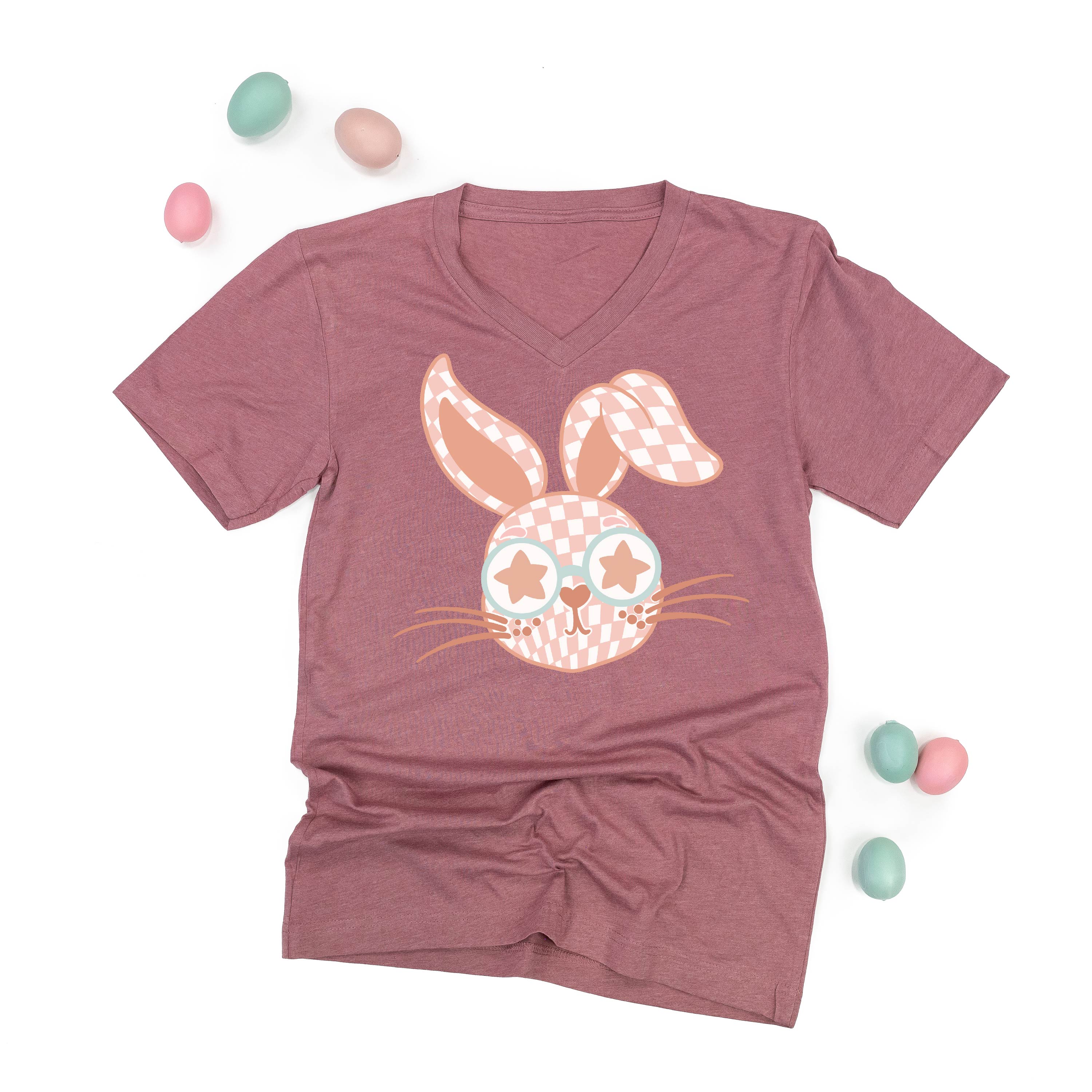 Pink Checkered Bunny - Unisex Tee Little Mama Shirt Shop