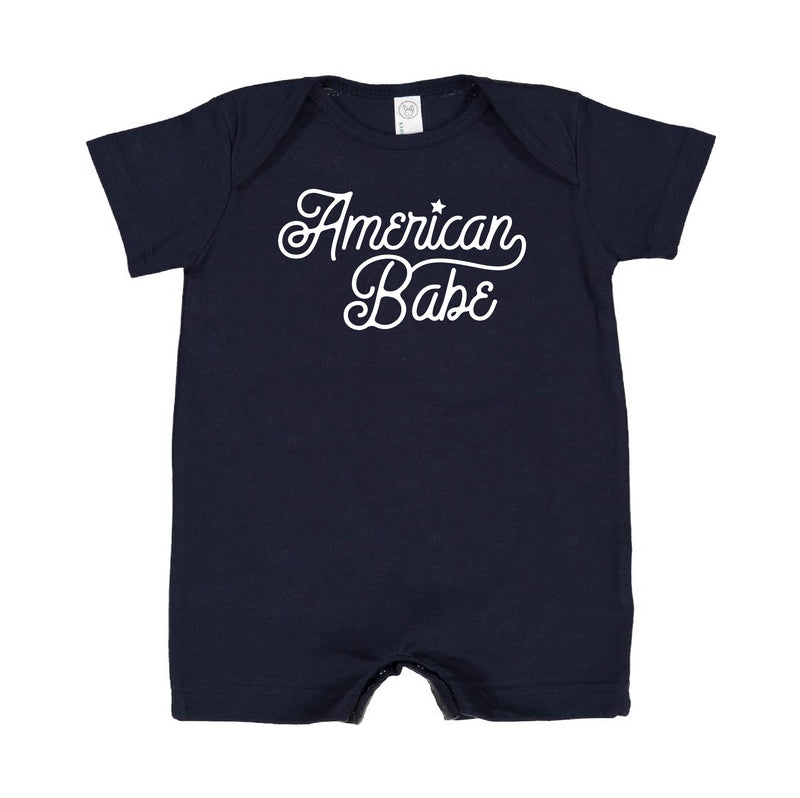 AMERICAN BABE - SCRIPT - Short Sleeve / Shorts - One Piece Baby Romper