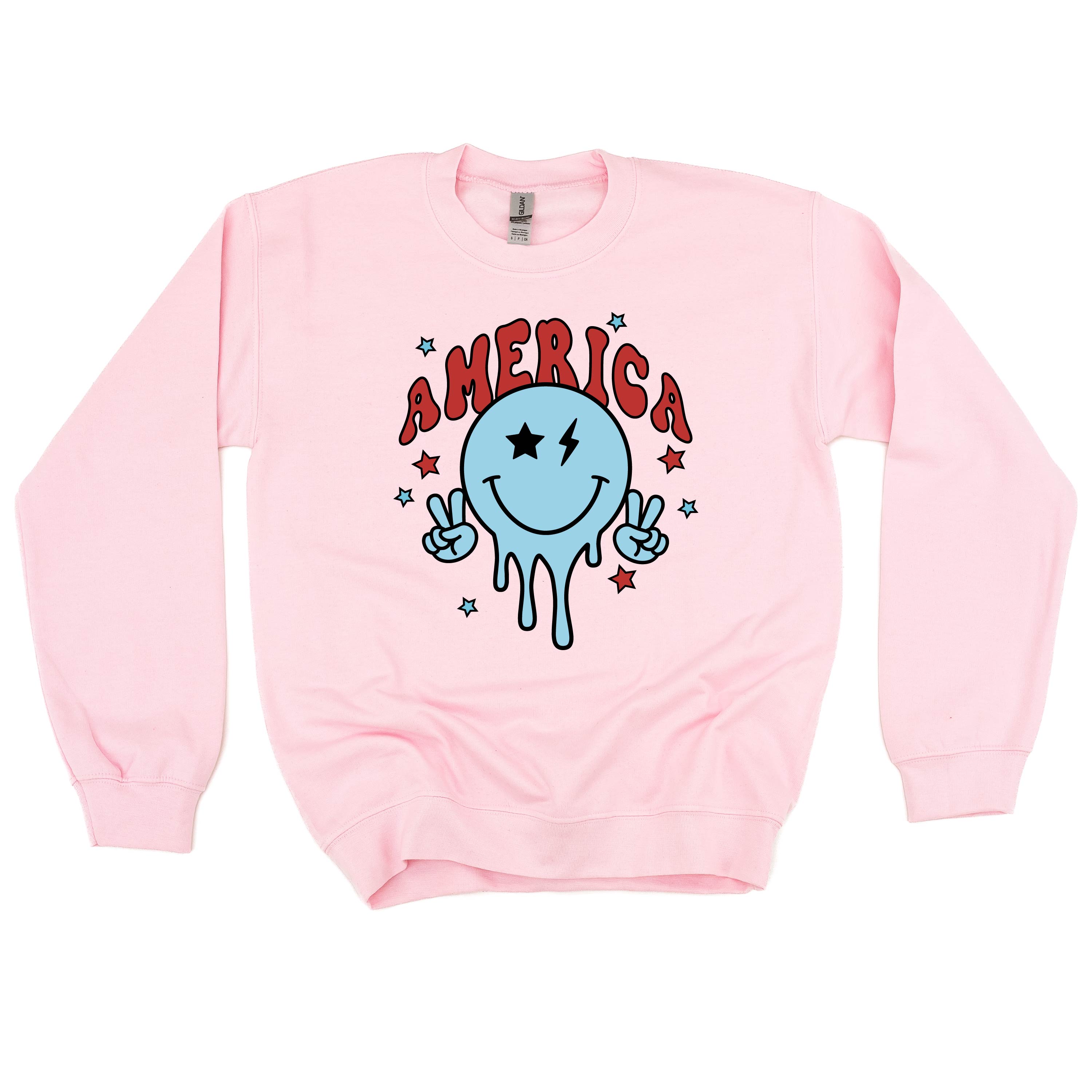 America Peace Smiley - BASIC Fleece Little Mama Shirt Shop LLC