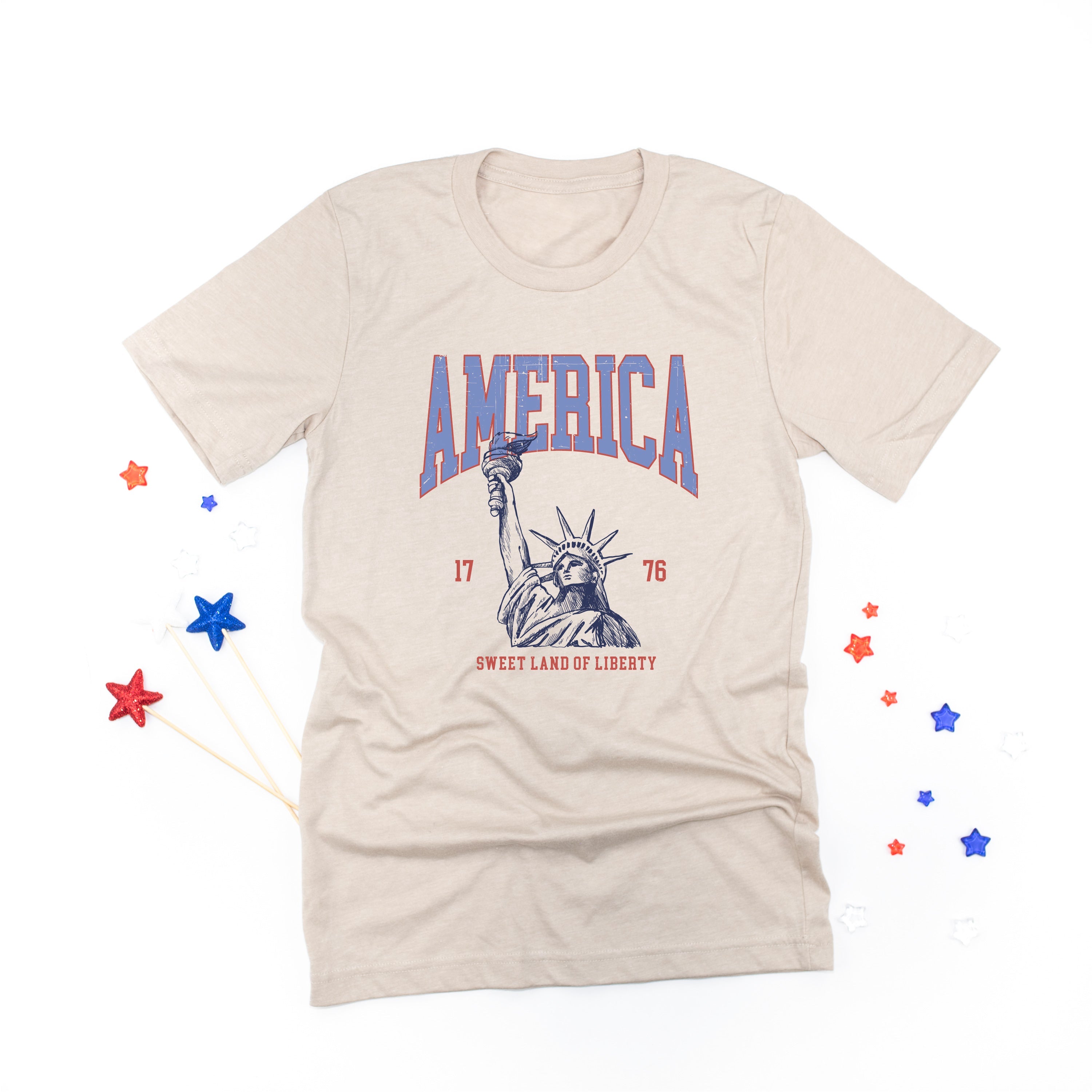 America - Sweet Land of Liberty - Unisex Tee Little Mama Shirt Shop