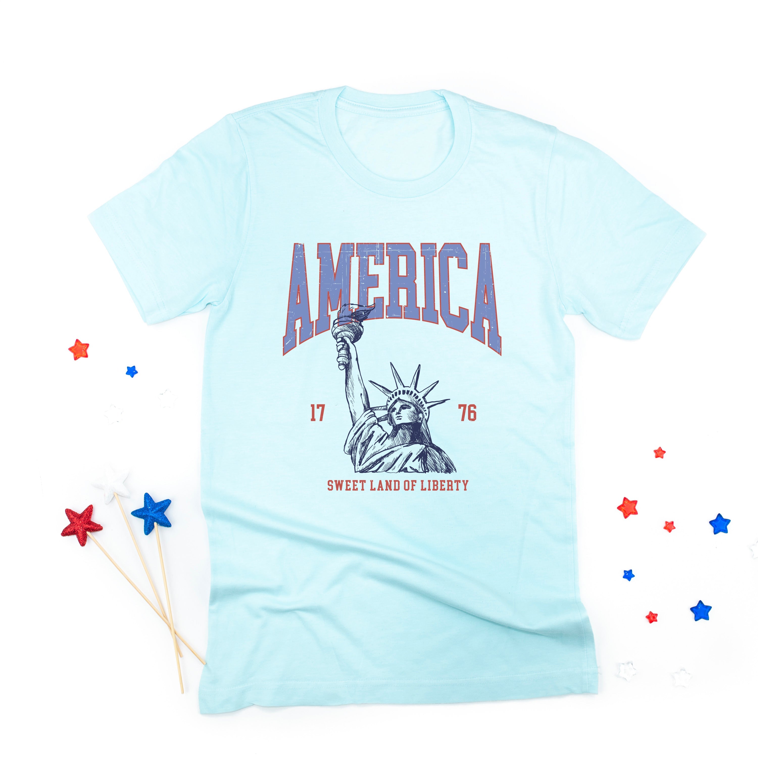 America - Sweet Land of Liberty - Unisex Tee Little Mama Shirt Shop