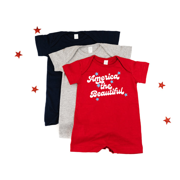 America the Beautiful - Short Sleeve / Shorts - One Piece Baby Romper