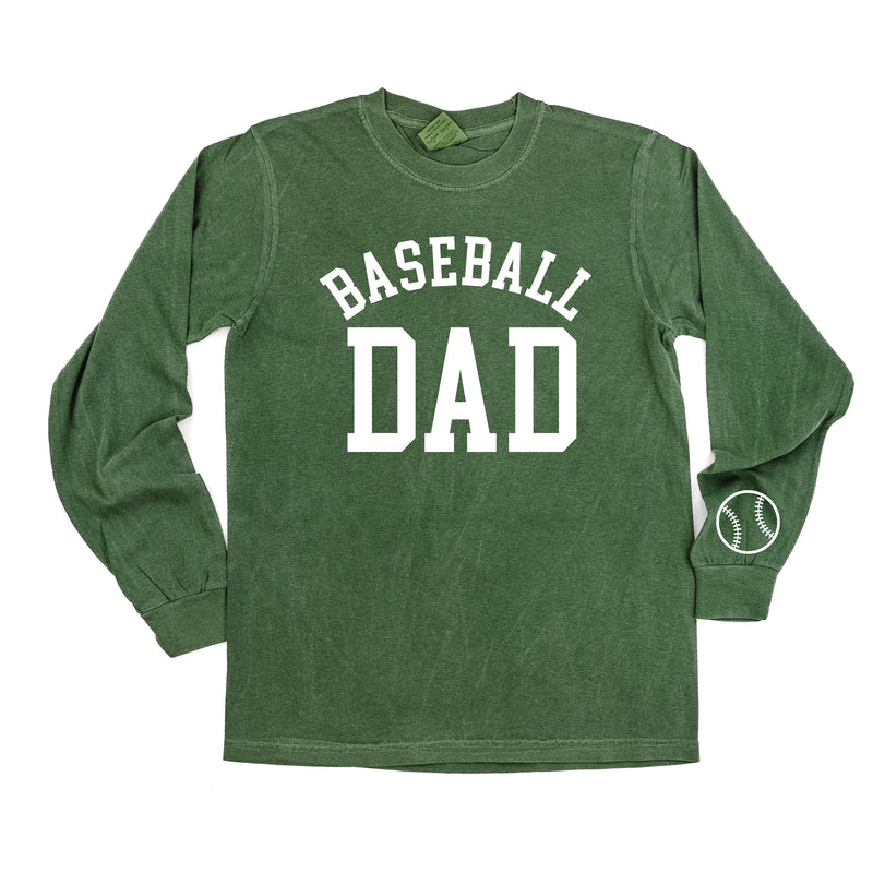 Baseball Dad - Baseball Detail on Sleeve - LONG SLEEVE COMFORT COLORS TEE