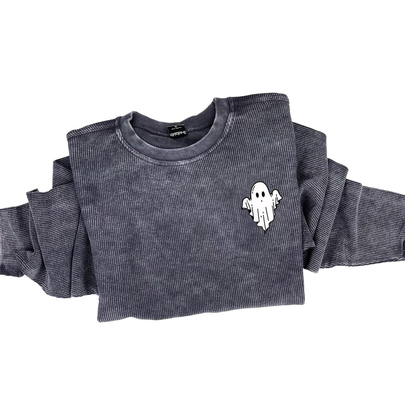 Asphalt Corded Sweatshirt - Embroidered - Friendly Ghost