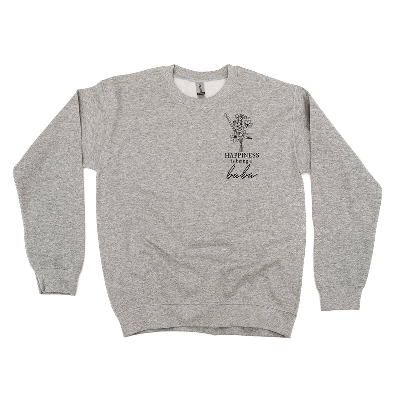 Bouquet Style - Happiness is Being a BABA - BASIC FLEECE CREWNECK
