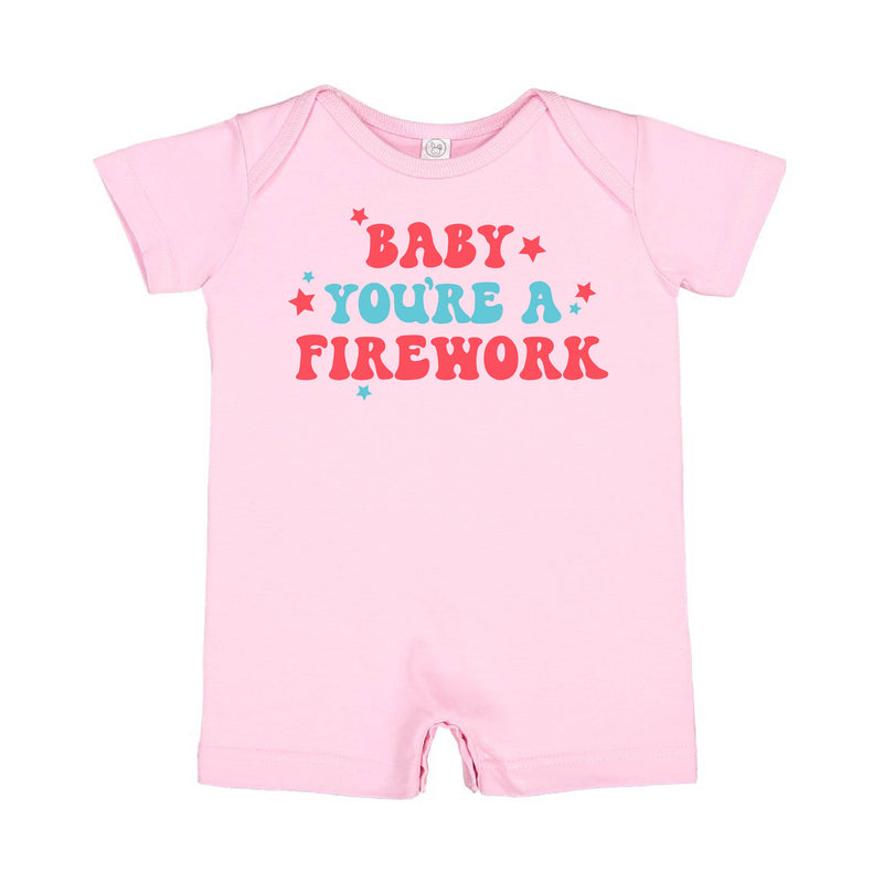 BABY YOU'RE A FIREWORK - Short Sleeve / Shorts - One Piece Baby Romper