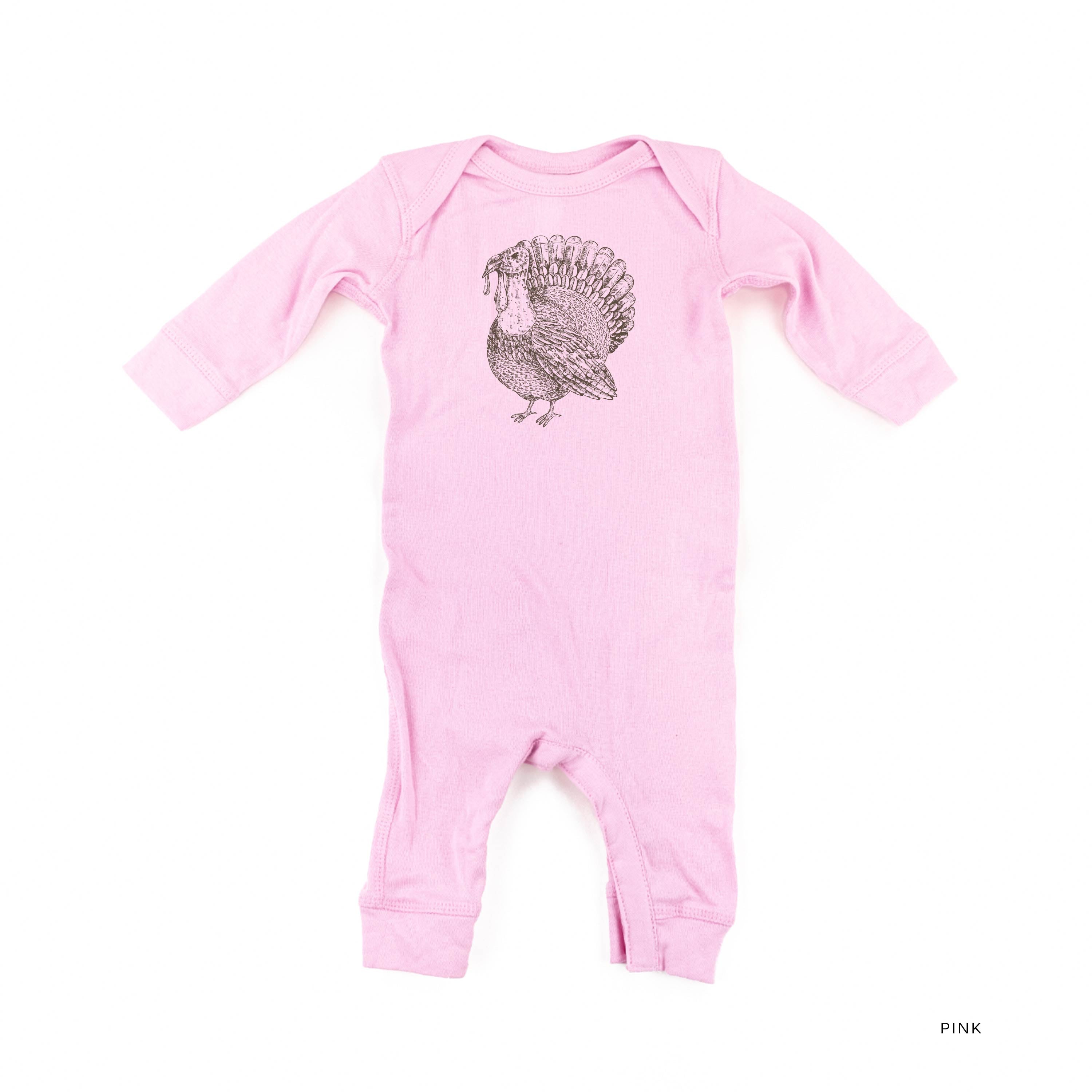 Thanksgiving Turkey Sketch - Baby Sleeper Little Mama Shirt Shop