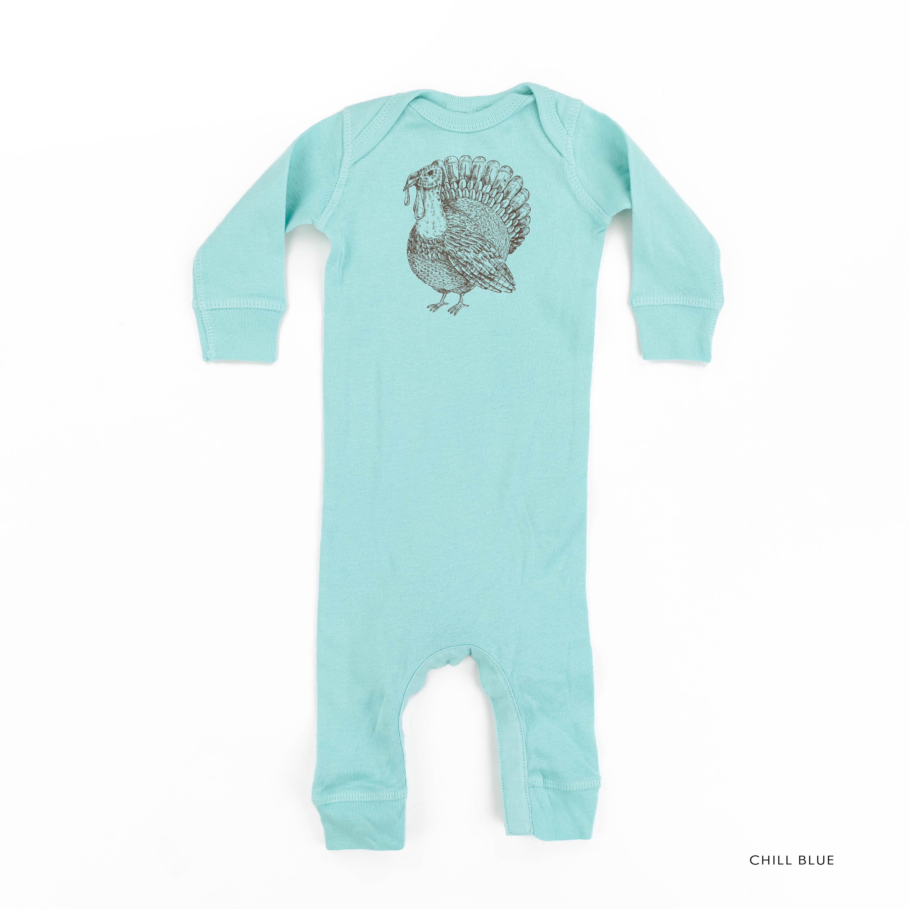 Thanksgiving Turkey Sketch - Baby Sleeper Little Mama Shirt Shop