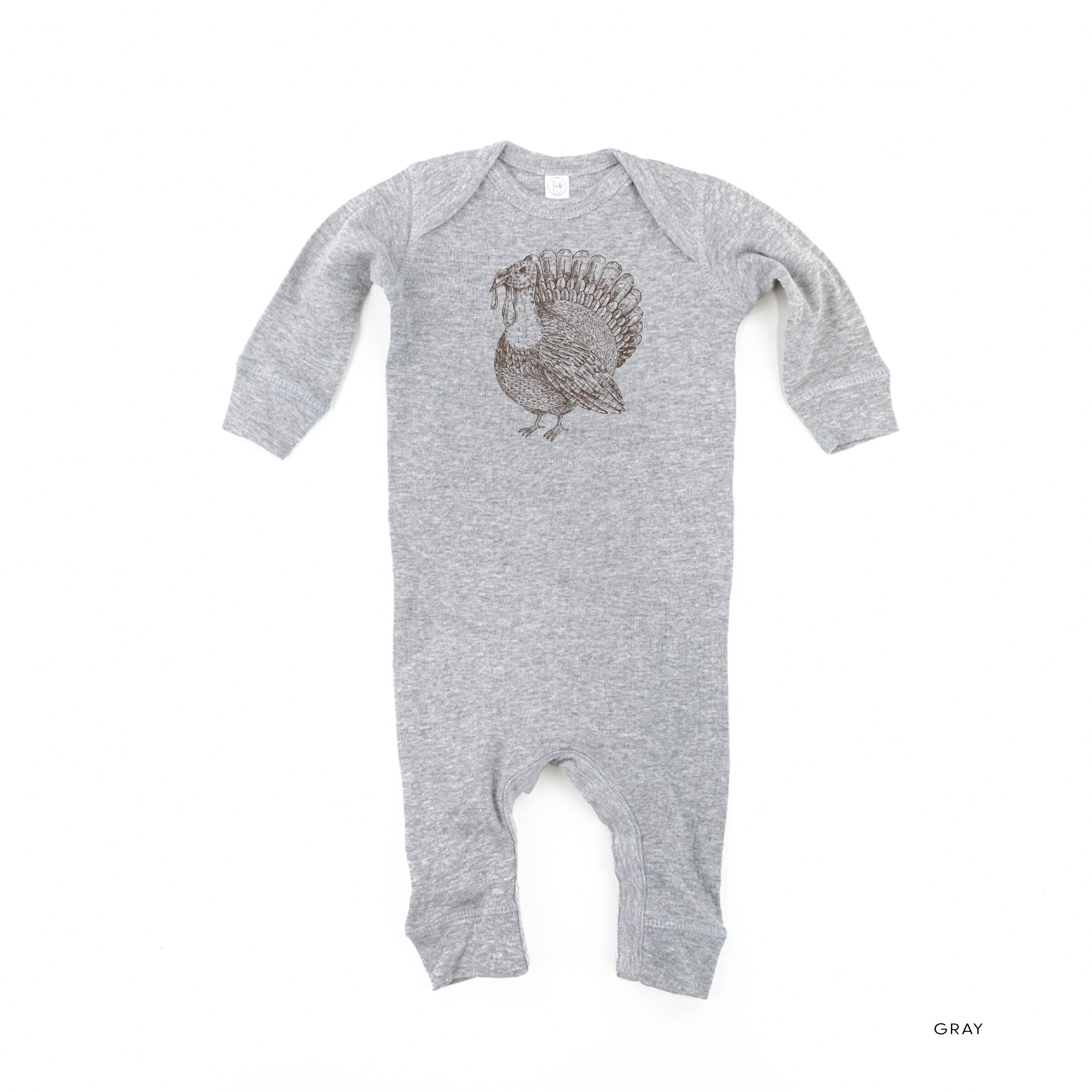 Thanksgiving Turkey Sketch - Baby Sleeper Little Mama Shirt Shop