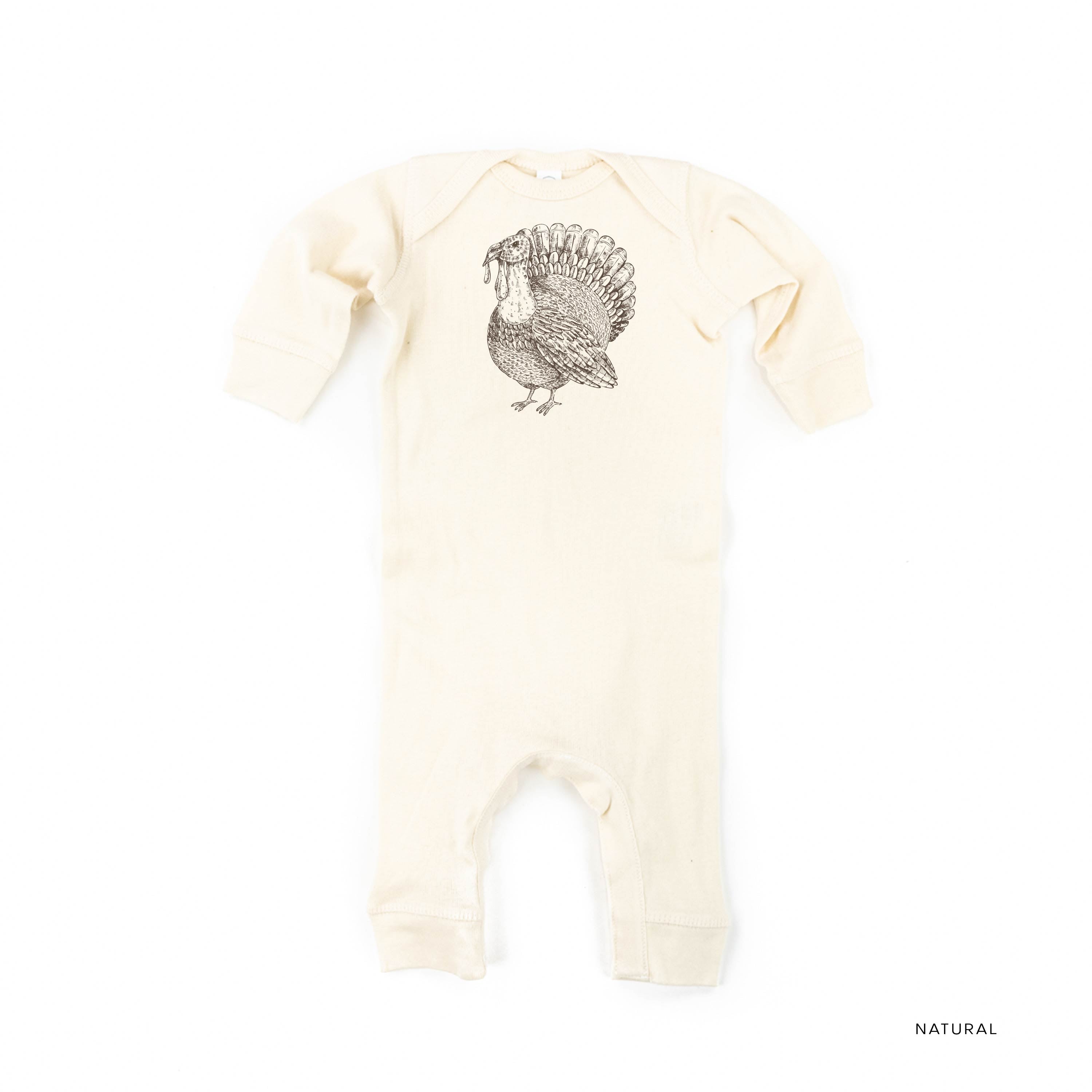 Thanksgiving Turkey Sketch - Baby Sleeper Little Mama Shirt Shop