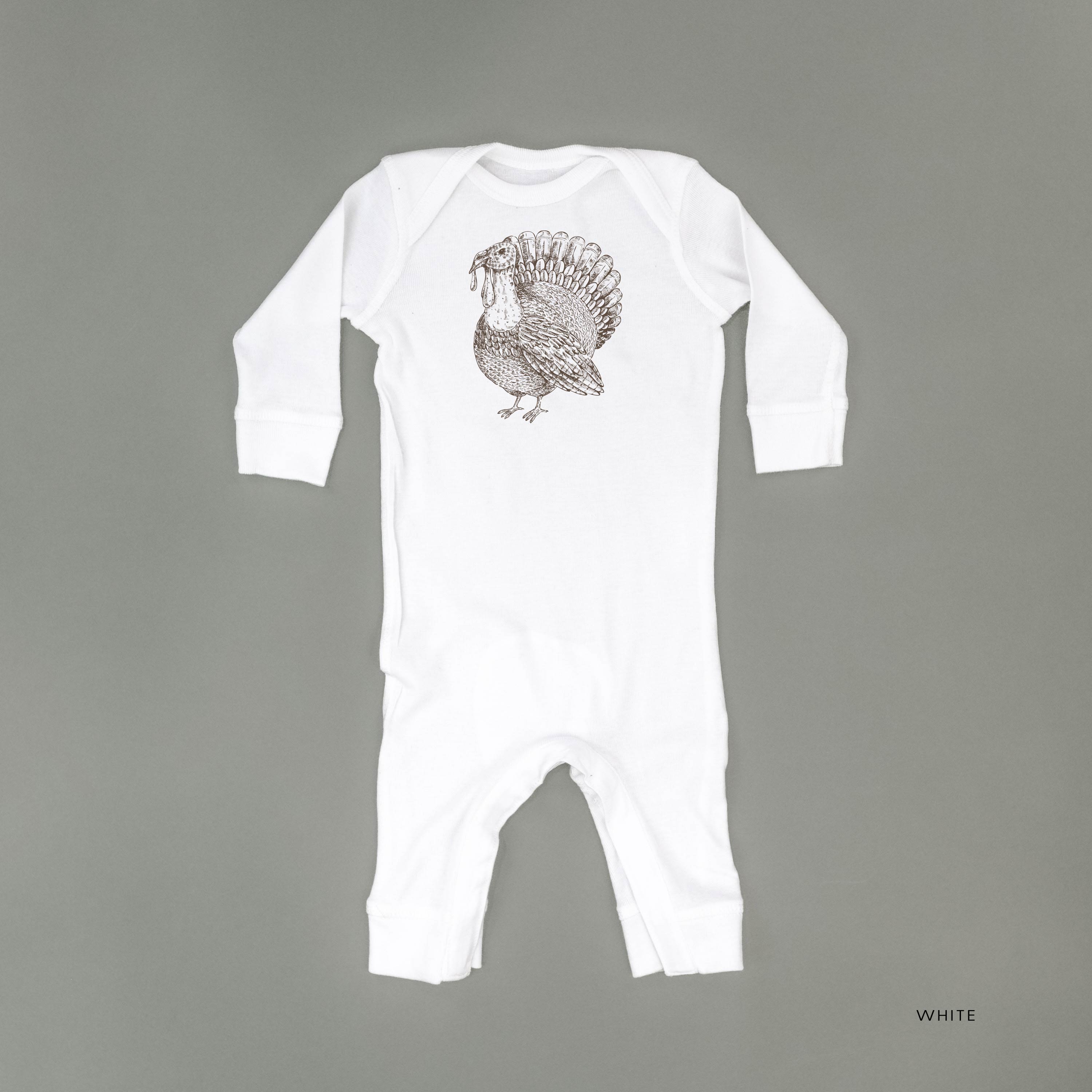 Thanksgiving Turkey Sketch - Baby Sleeper Little Mama Shirt Shop
